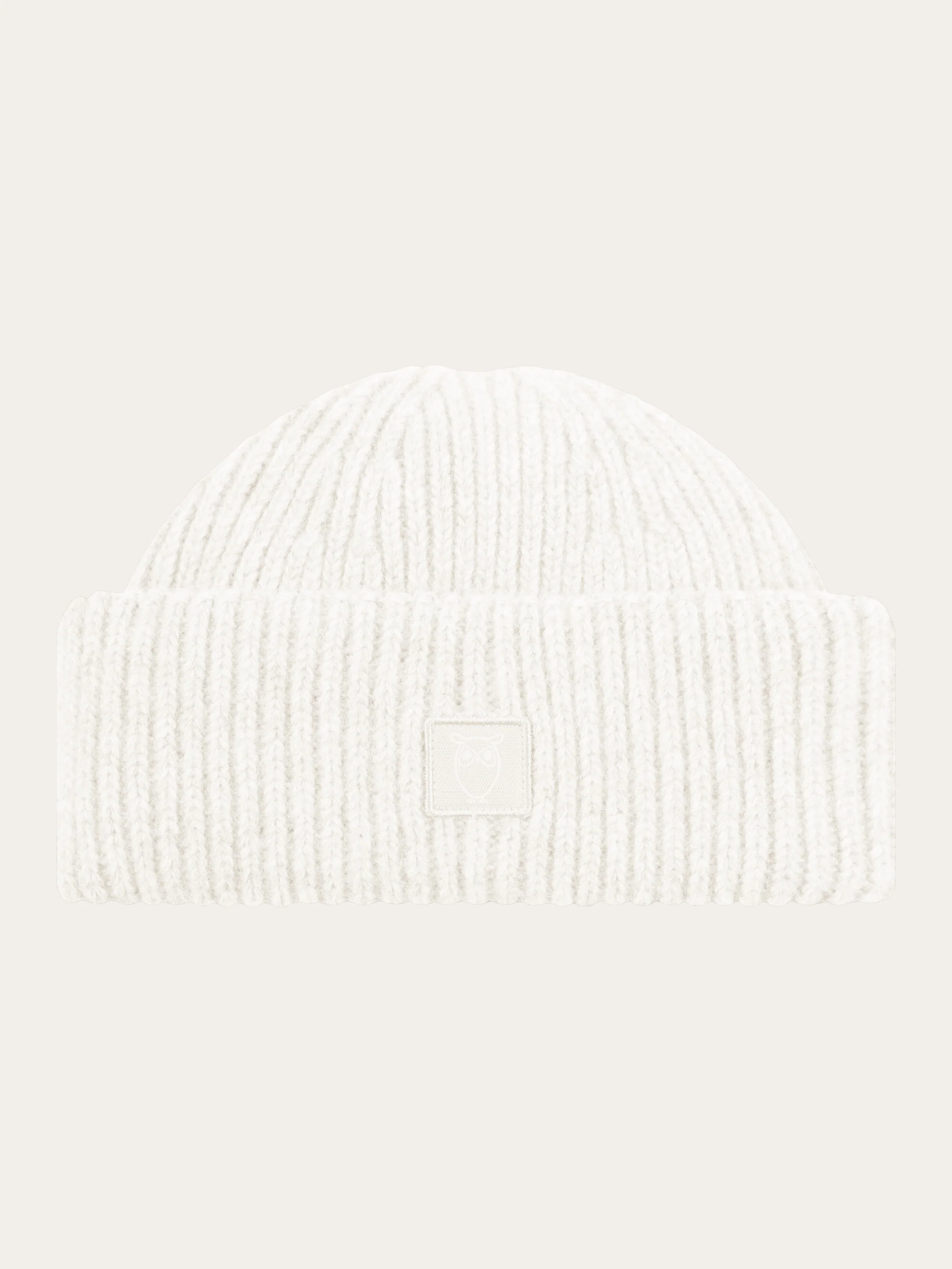 Low wool rib beanie - Egret