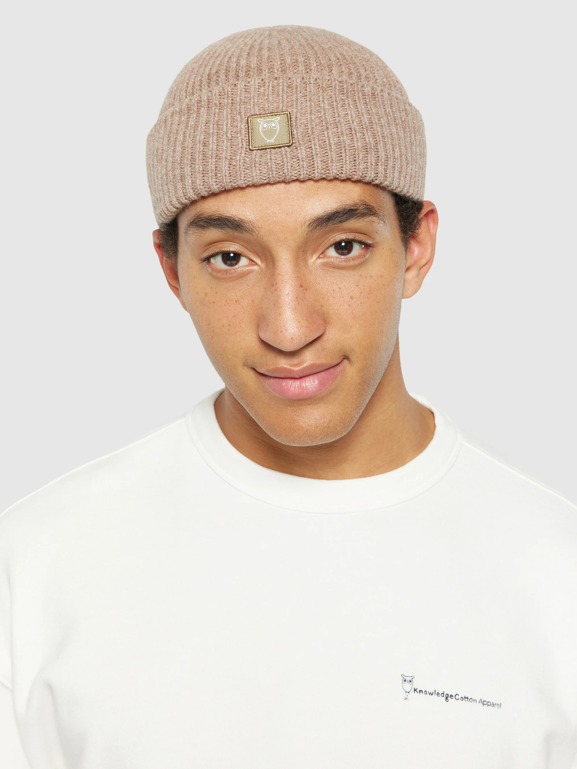 Low wool rib beanie - Kelp melange - Image 3