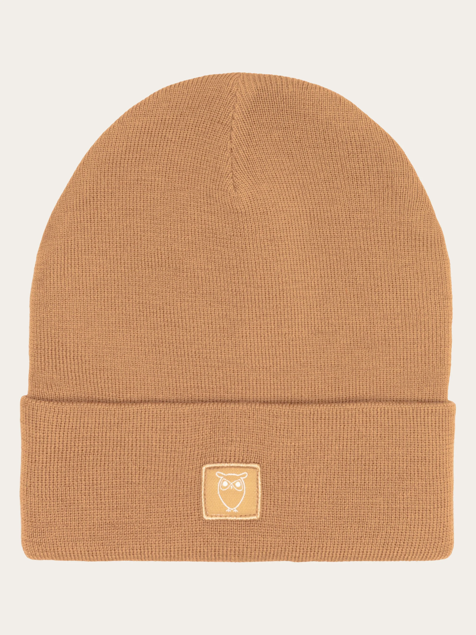 Merino double layer badge beanie - Apple Cinnamon