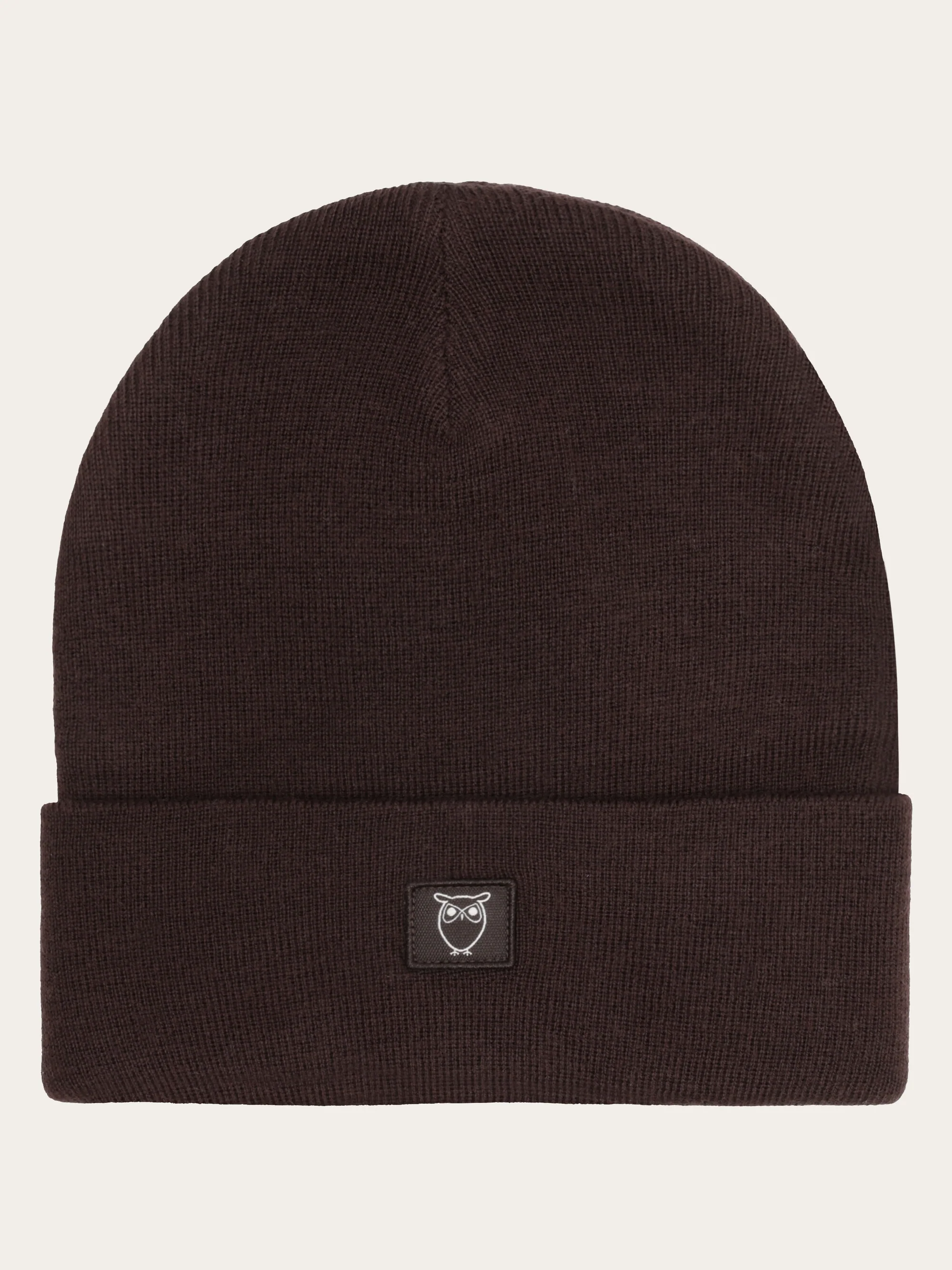 Merino double layer badge beanie - Chocolate Torte