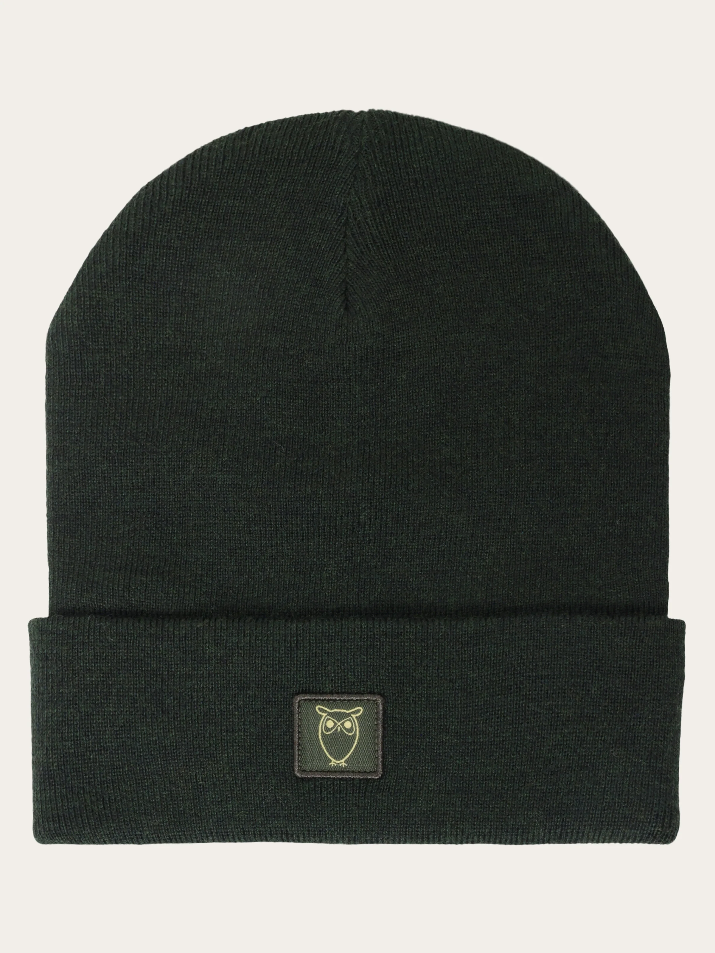 Merino double layer badge beanie - Forest Night
