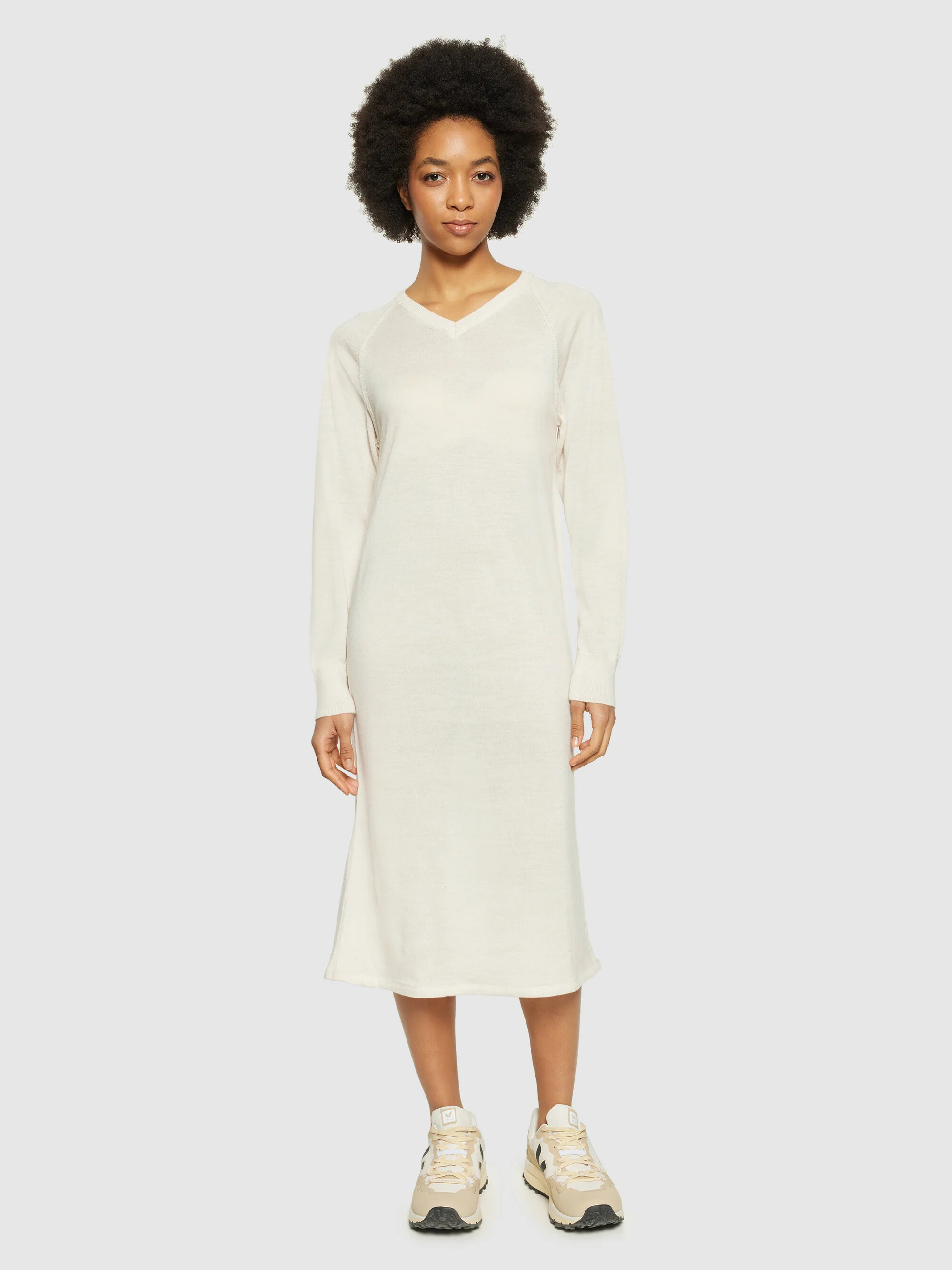 Merino mid length v-neck dress - RWS - Kelp - Image 4