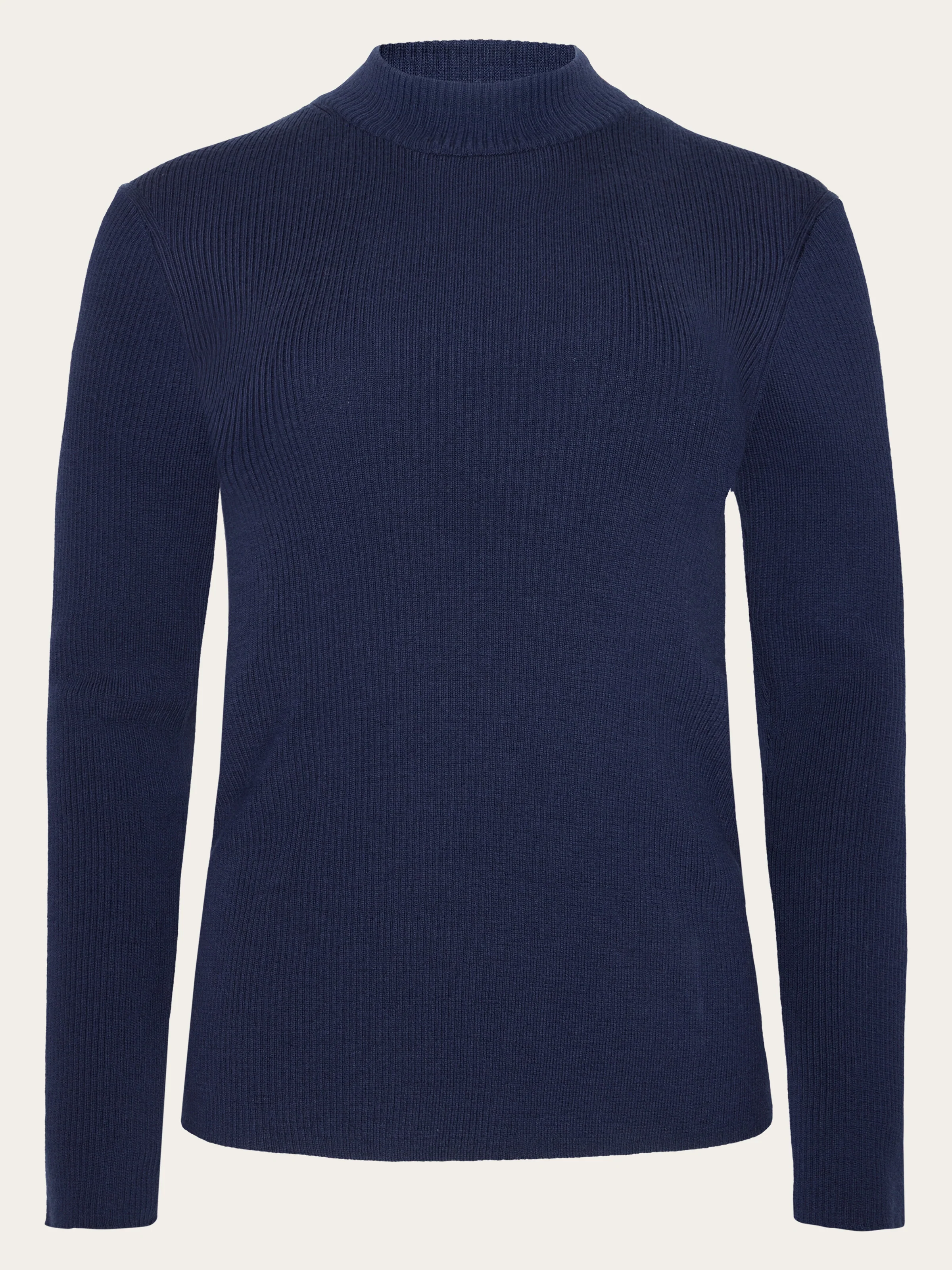 Merino rib mock neck long sleeve t-shirt - Total Eclipse
