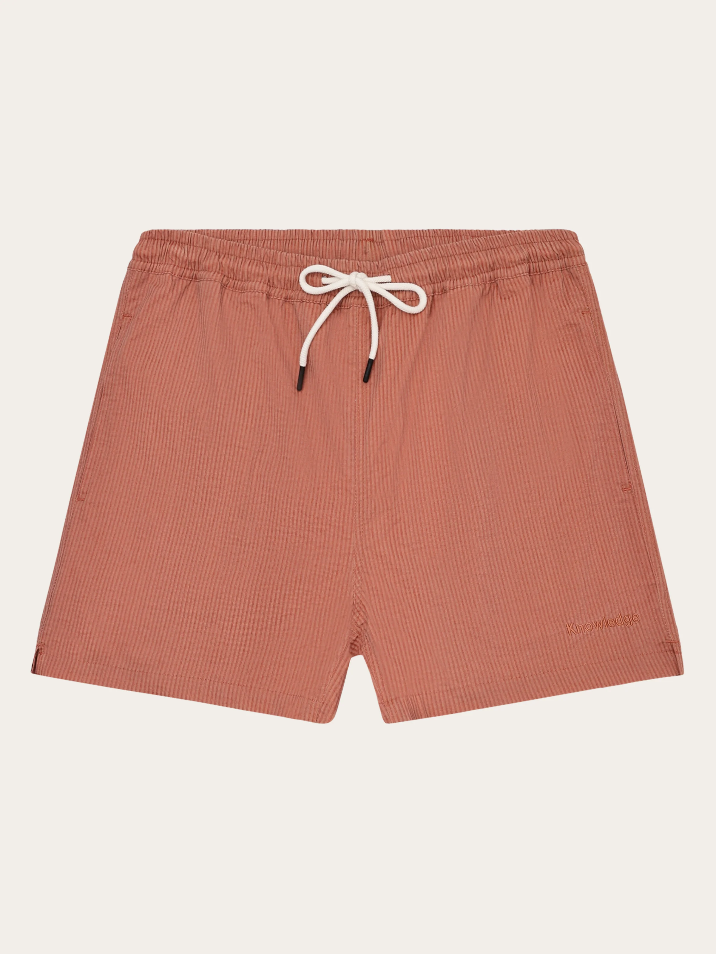 Mid-thigh seersucker swimshorts - Burnt Brick
