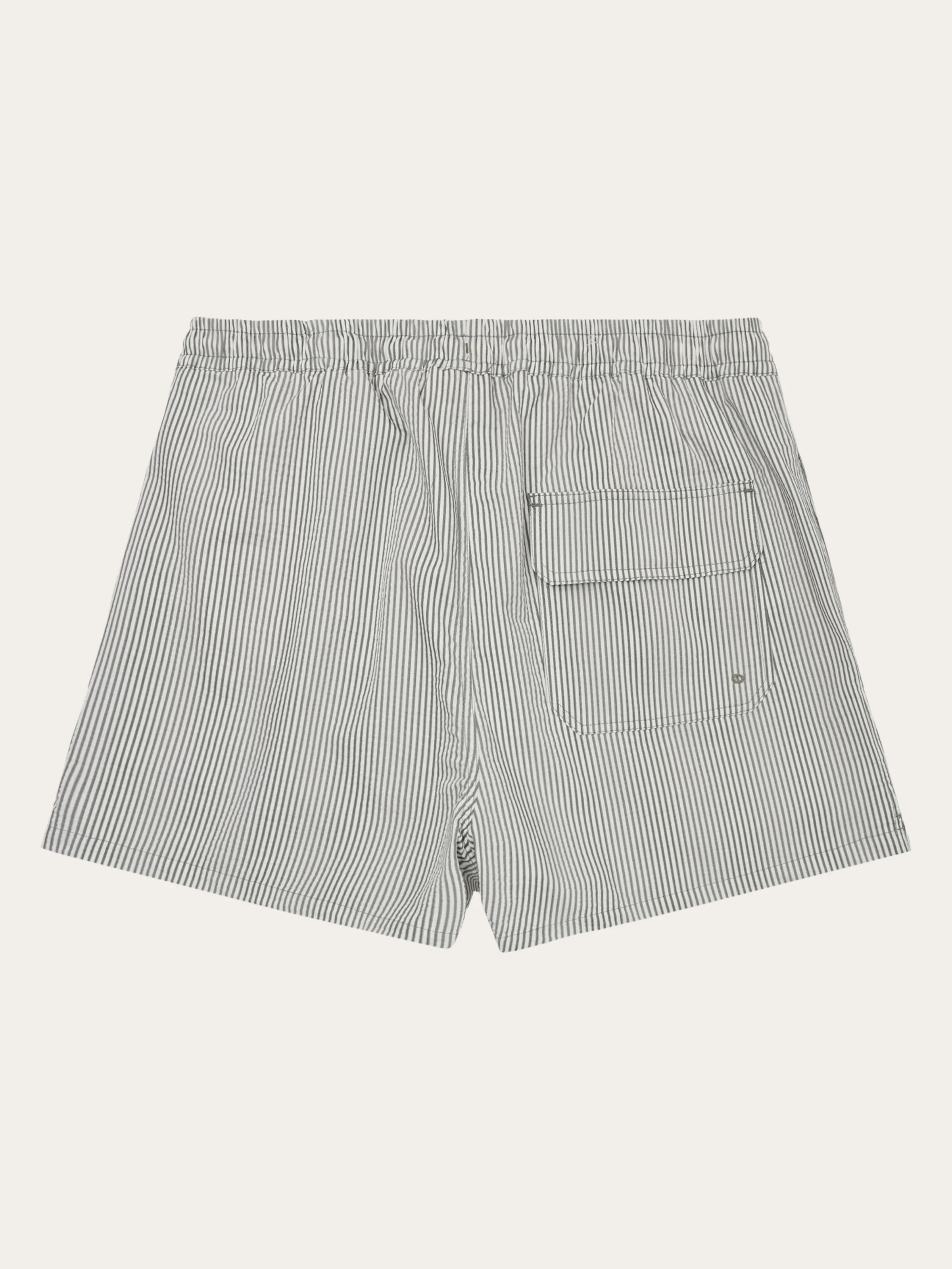 Mid-thigh seersucker swimshorts - Green stripe - Image 3