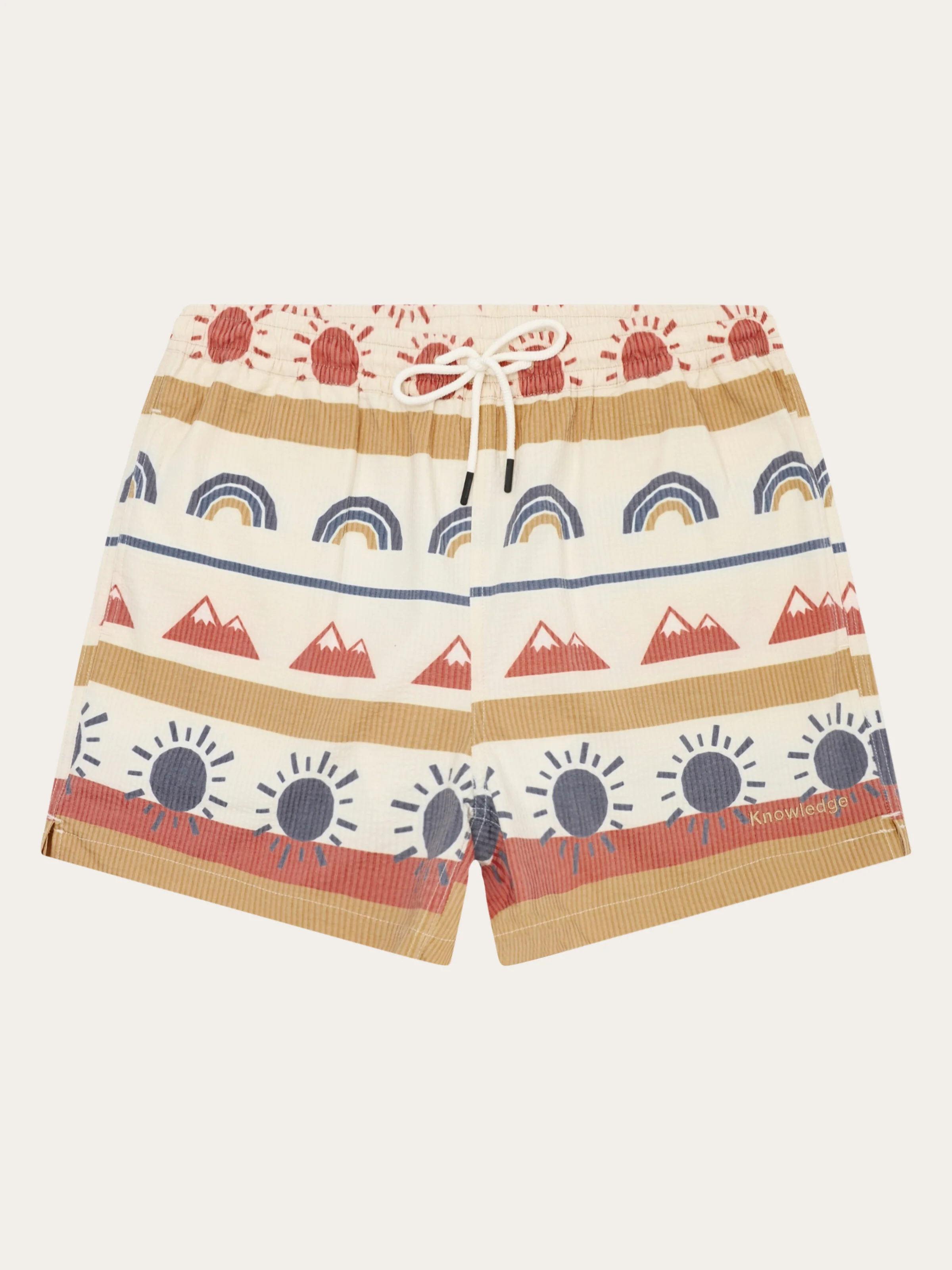 Mid-thigh seersucker swimshorts - Multi color AOP