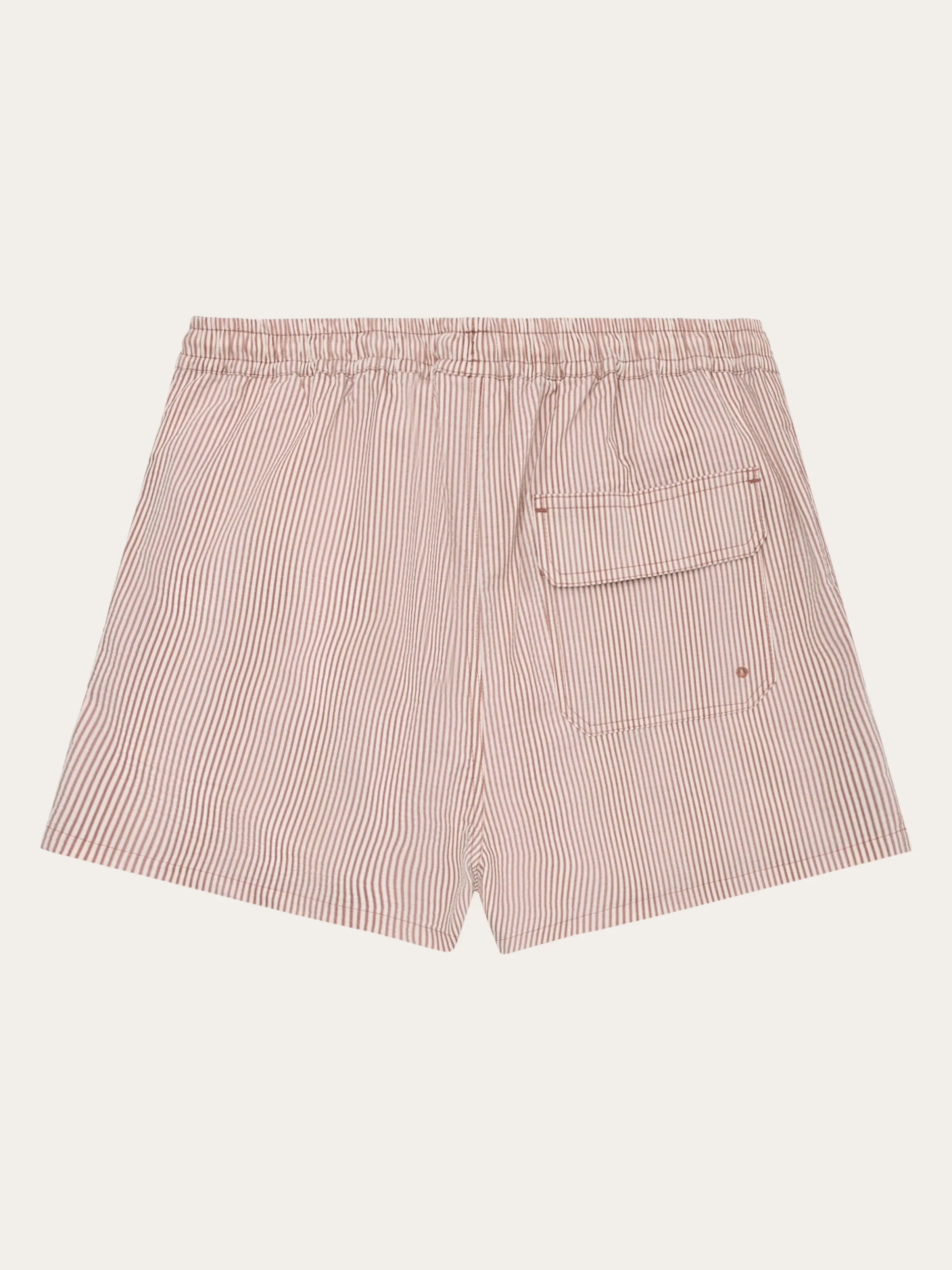 Mid-thigh seersucker swimshorts - Red Stripe - Image 5