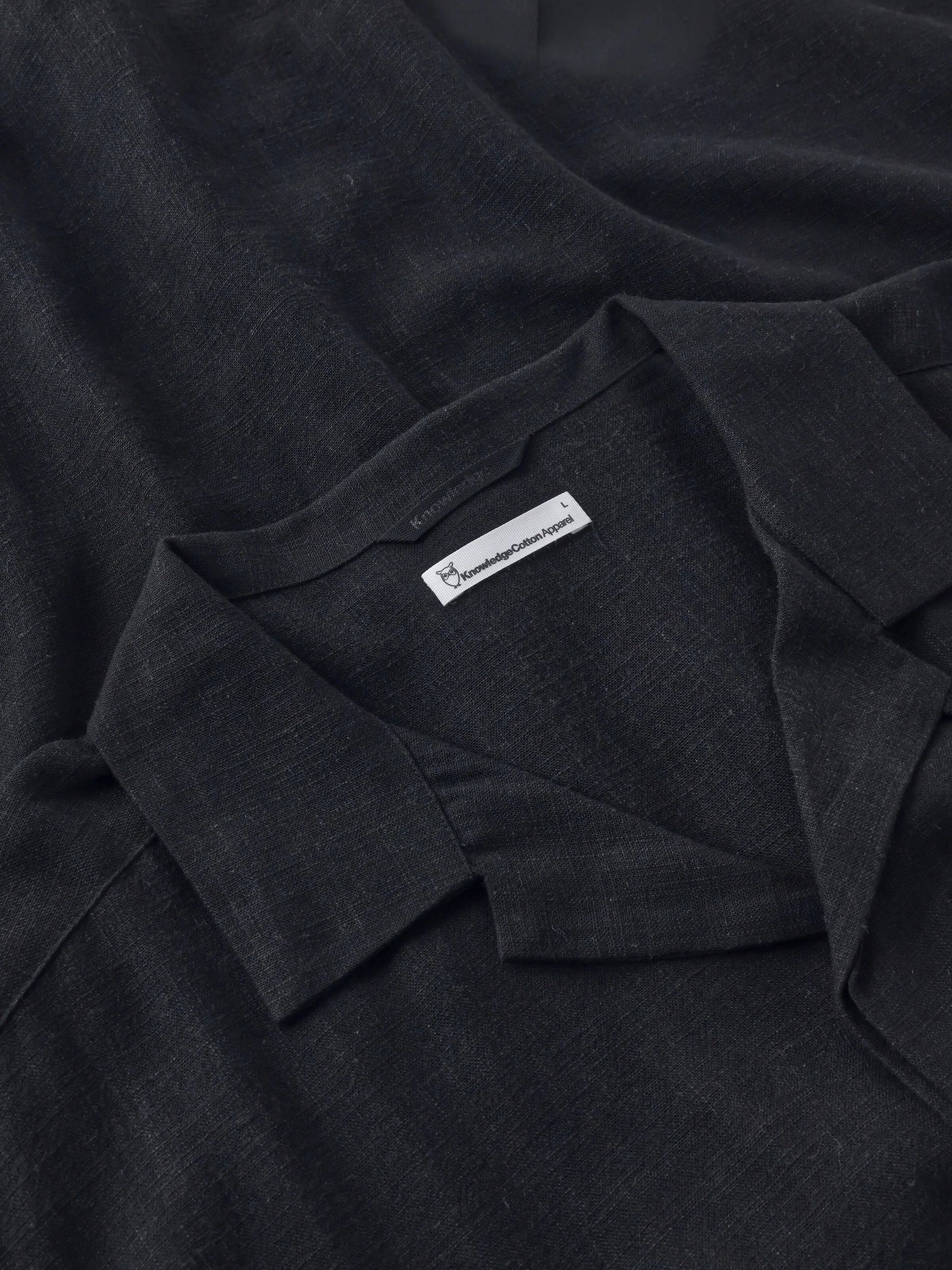 Moss relaxed linen blend short sleeve shirt - Black Jet - Image 6