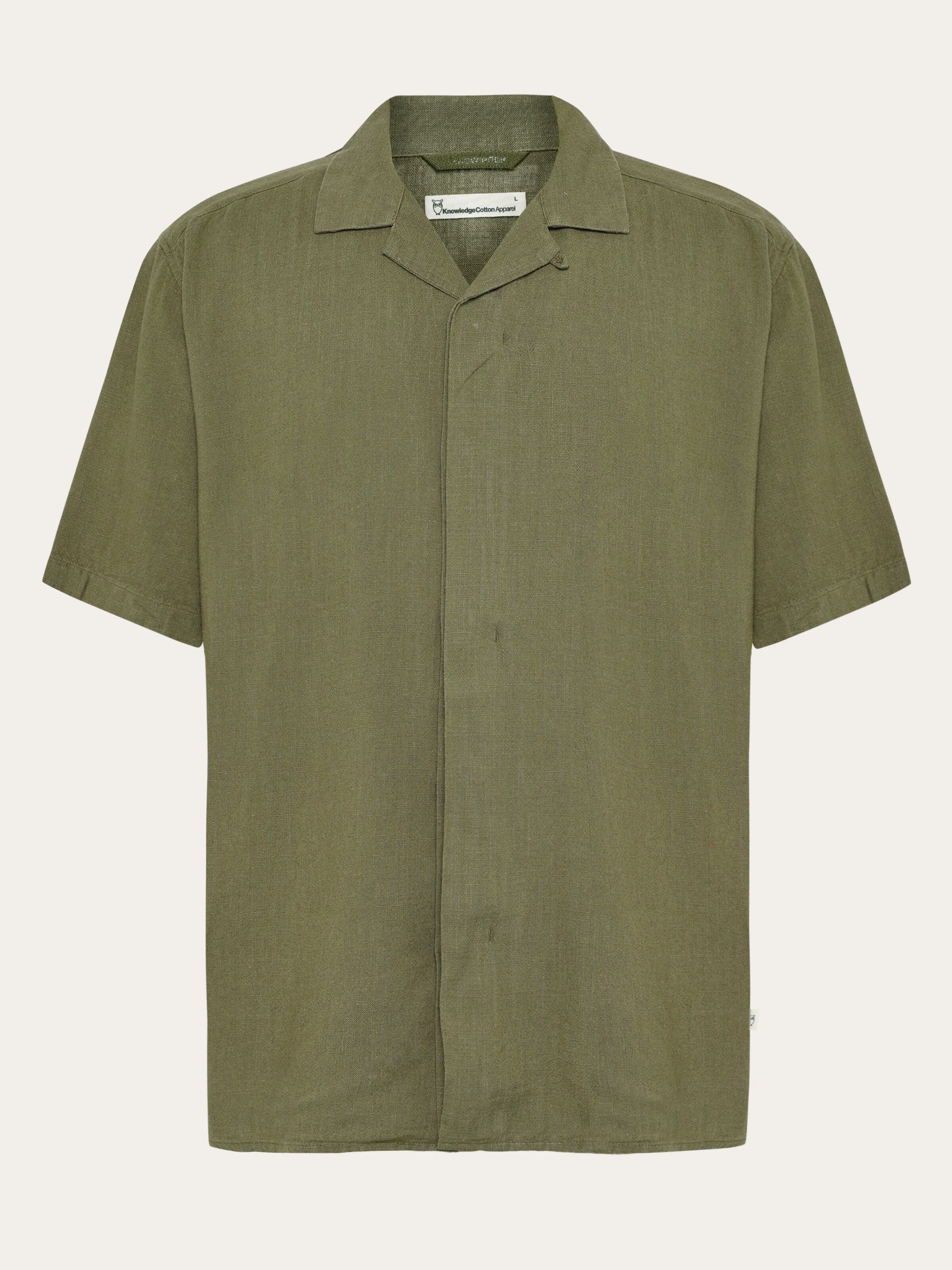 Moss relaxed linen blend short sleeve shirt - Burned Olive