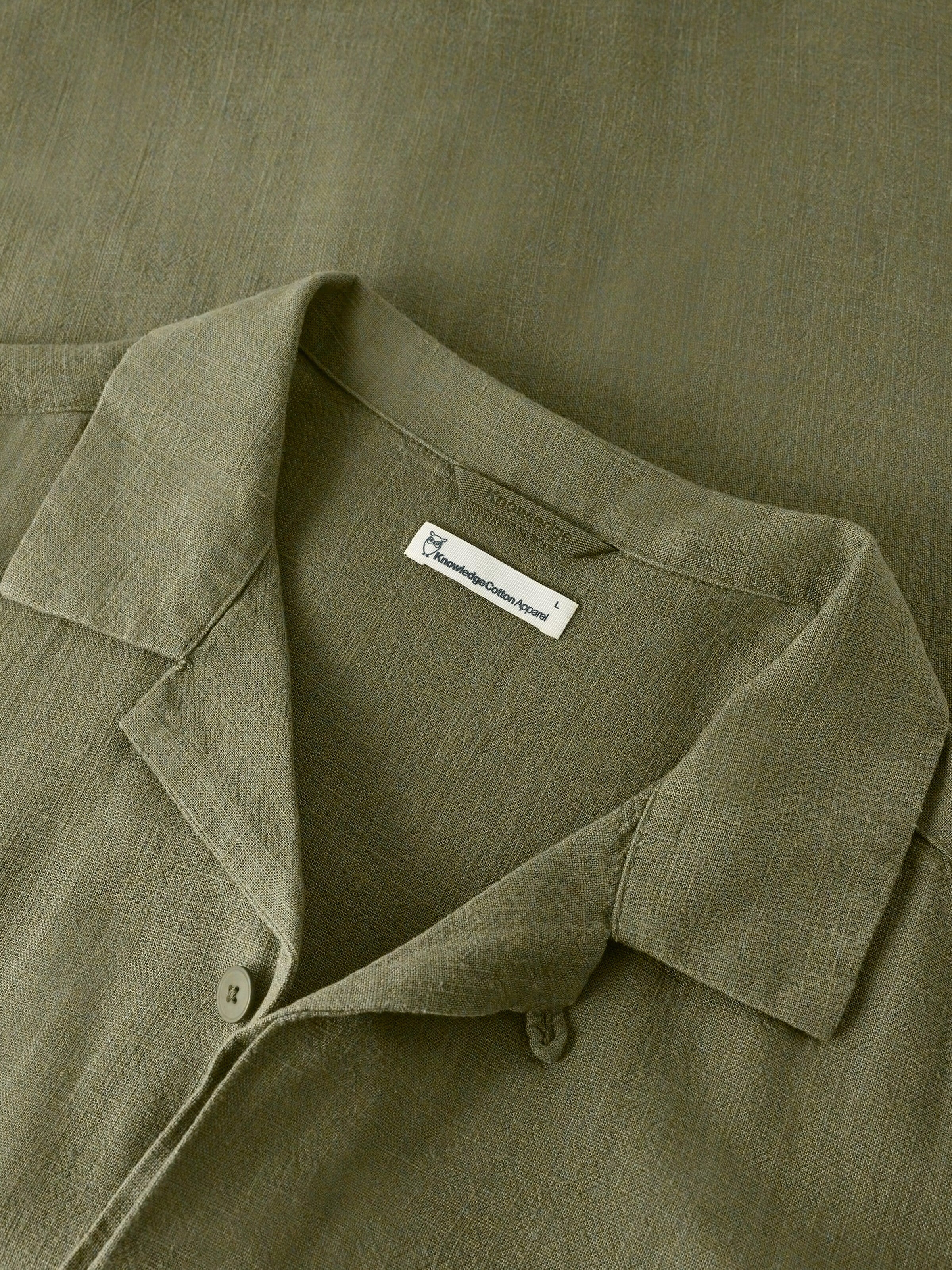 Moss relaxed linen blend short sleeve shirt - Burned Olive - Image 4