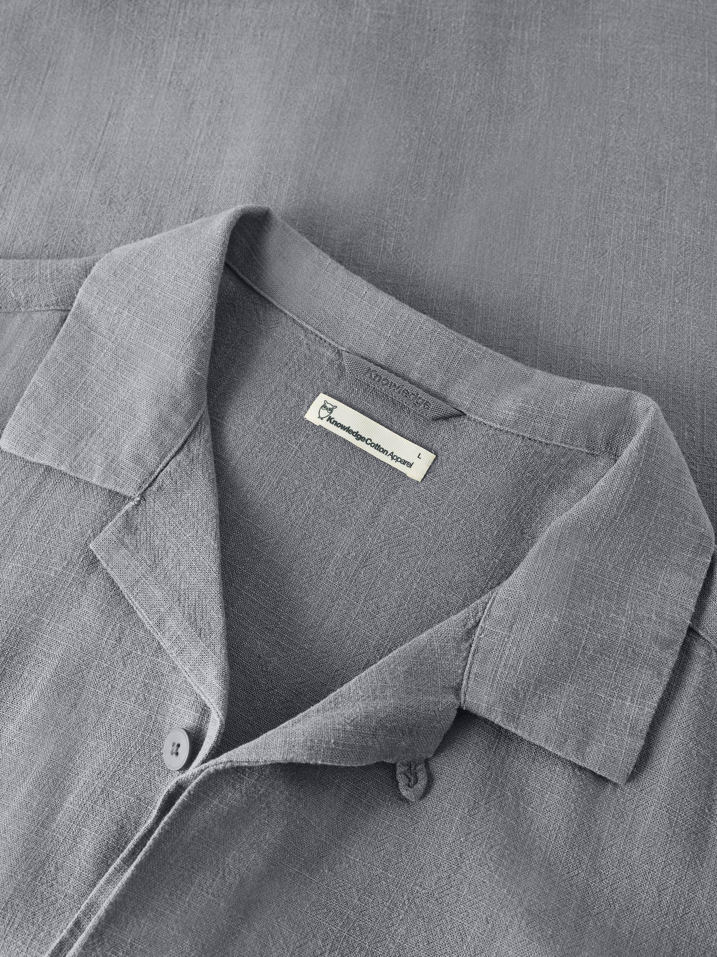 Moss relaxed linen blend short sleeve shirt - Ultimate Grey - Image 2
