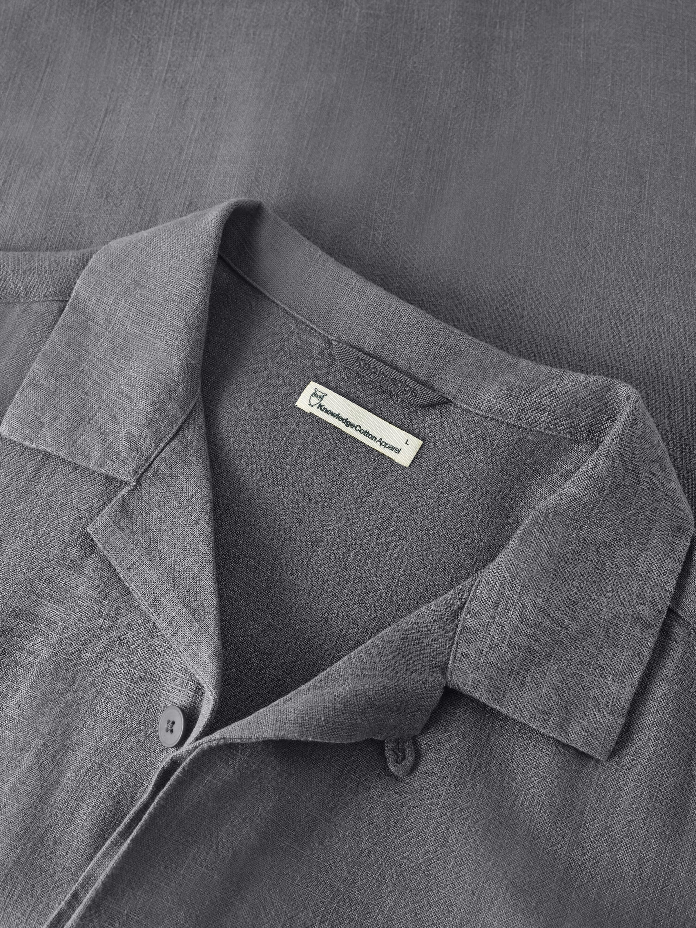 Moss relaxed linen blend short sleeve shirt - Vintage Indigo - Image 2