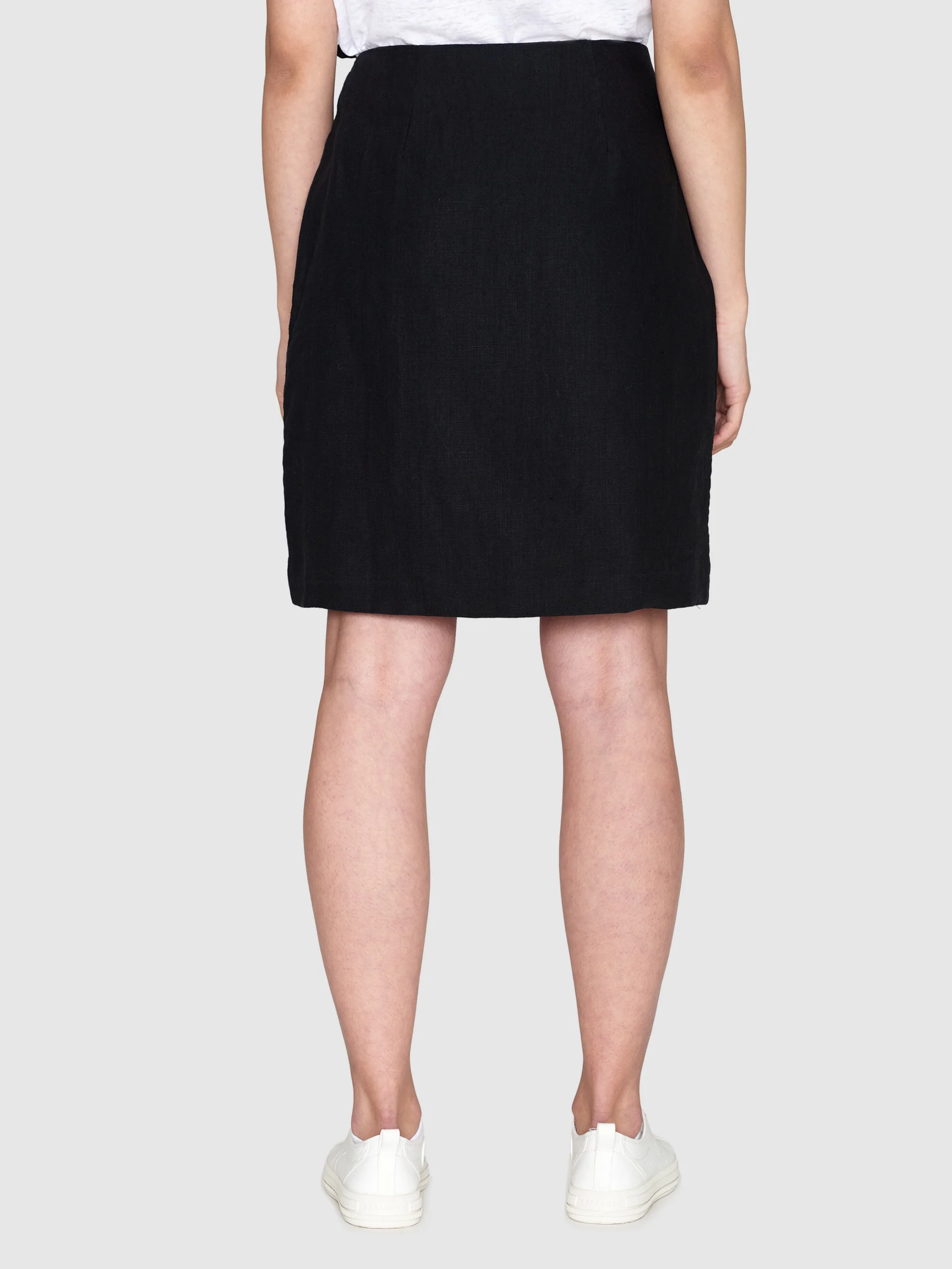 Natural linen wrap skirt - Black Jet - Image 3