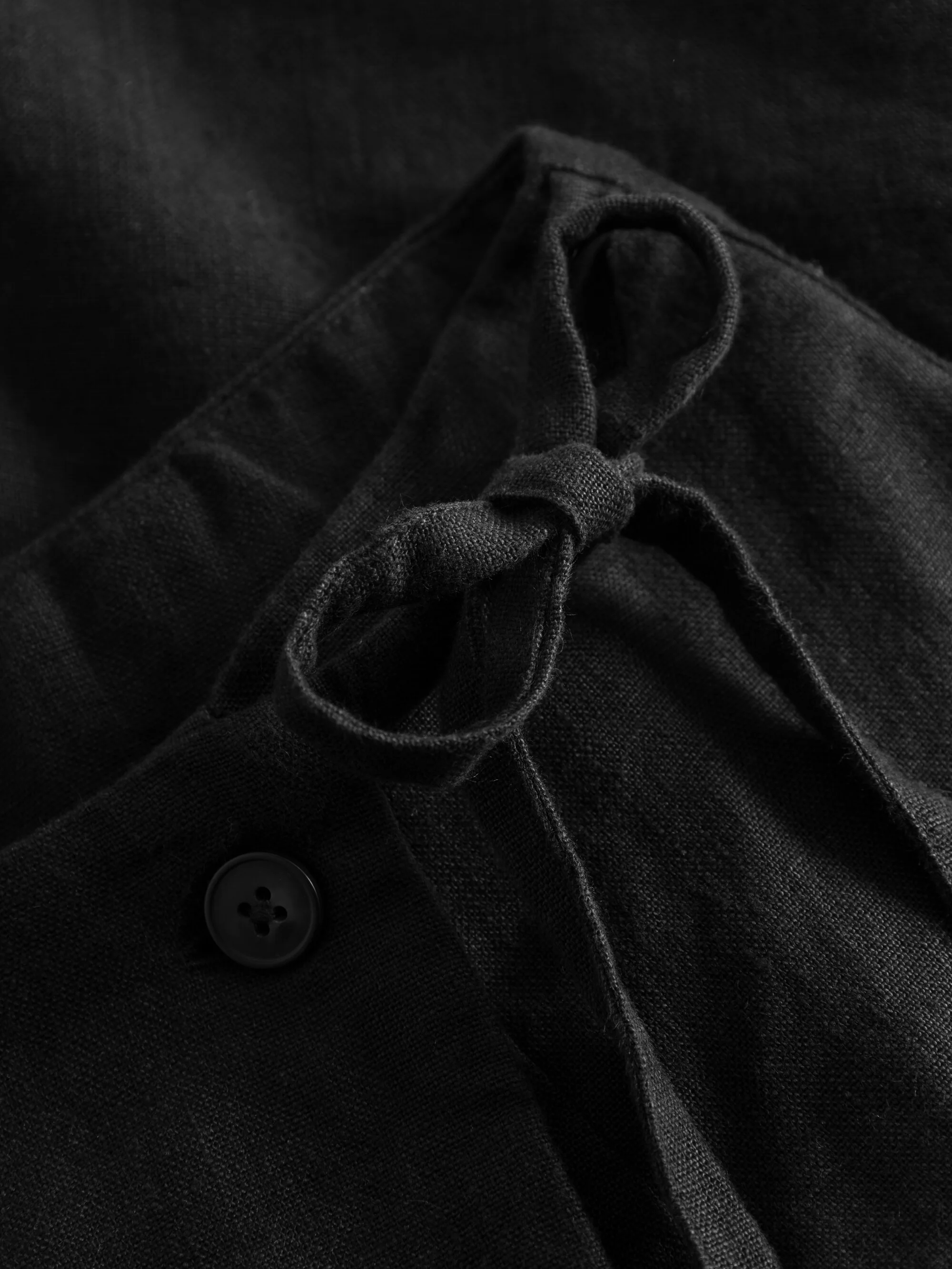 Natural linen wrap skirt - Black Jet - Image 7