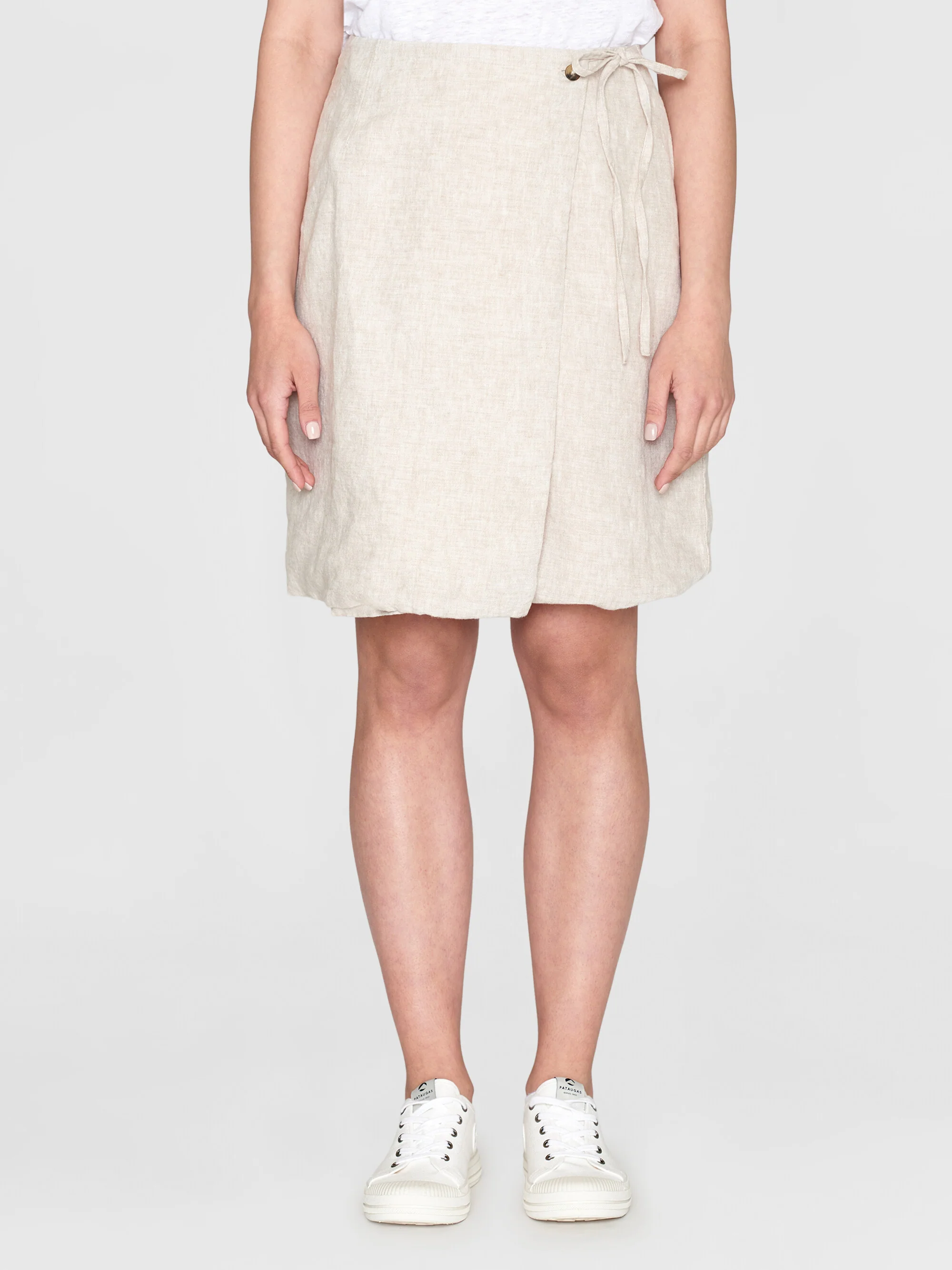 Natural linen wrap skirt - Light feather gray - Image 2