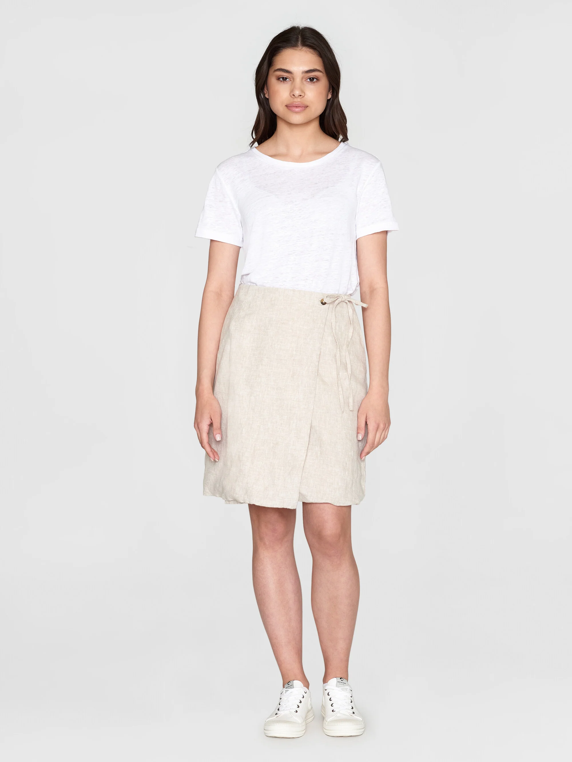 Natural linen wrap skirt - Light feather gray - Image 4