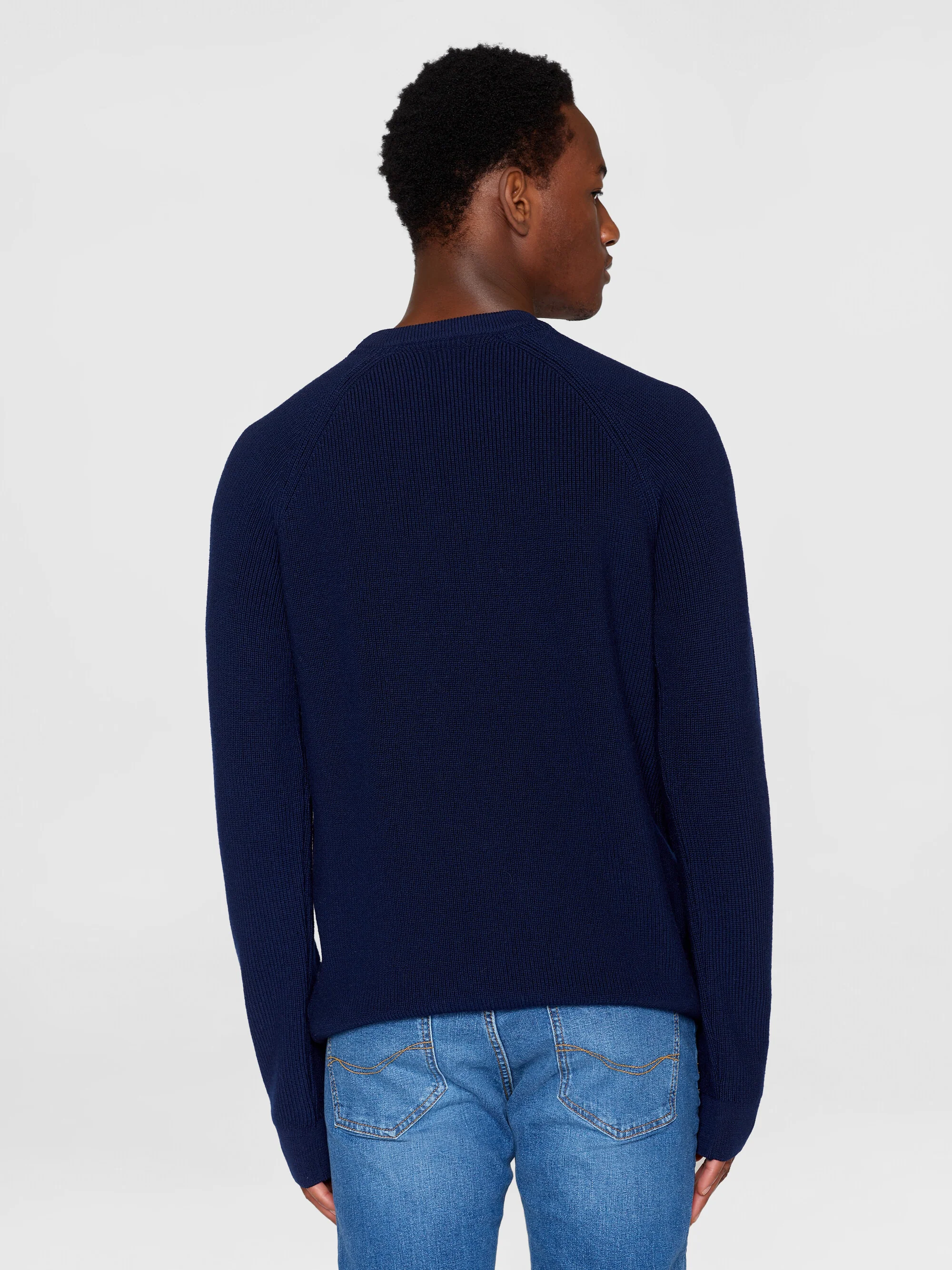 O-neck merino wool rib knit - Total Eclipse - Image 3