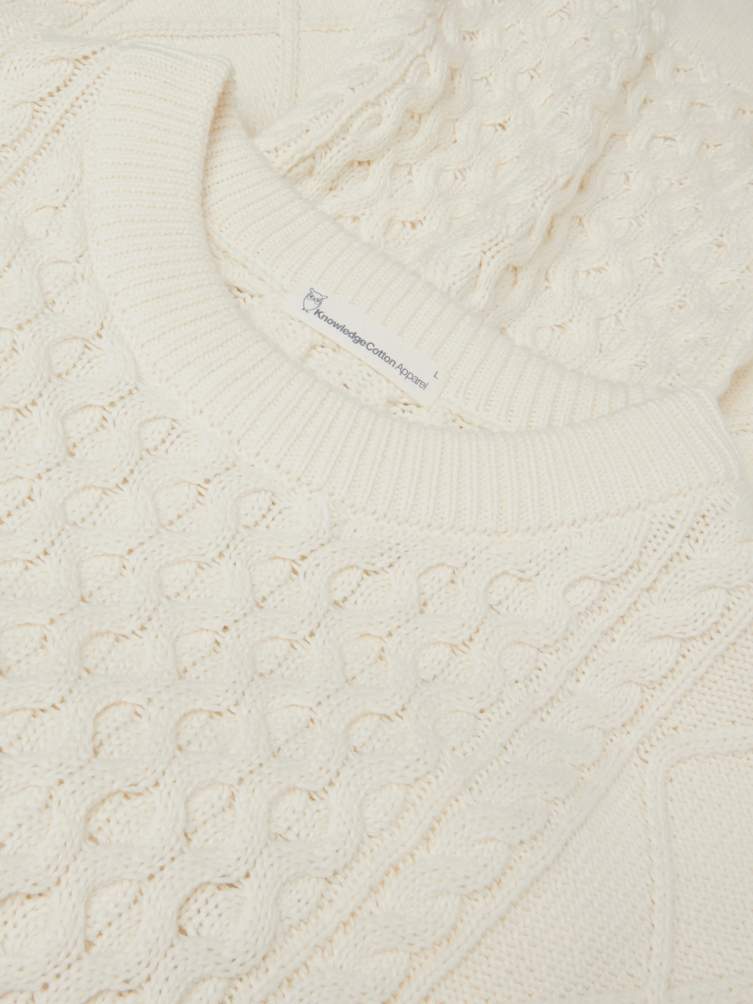 Organic Cotton Cable Knit - Regenerative Organic Certified™ - GOTS/Vegan - Egret - Image 3