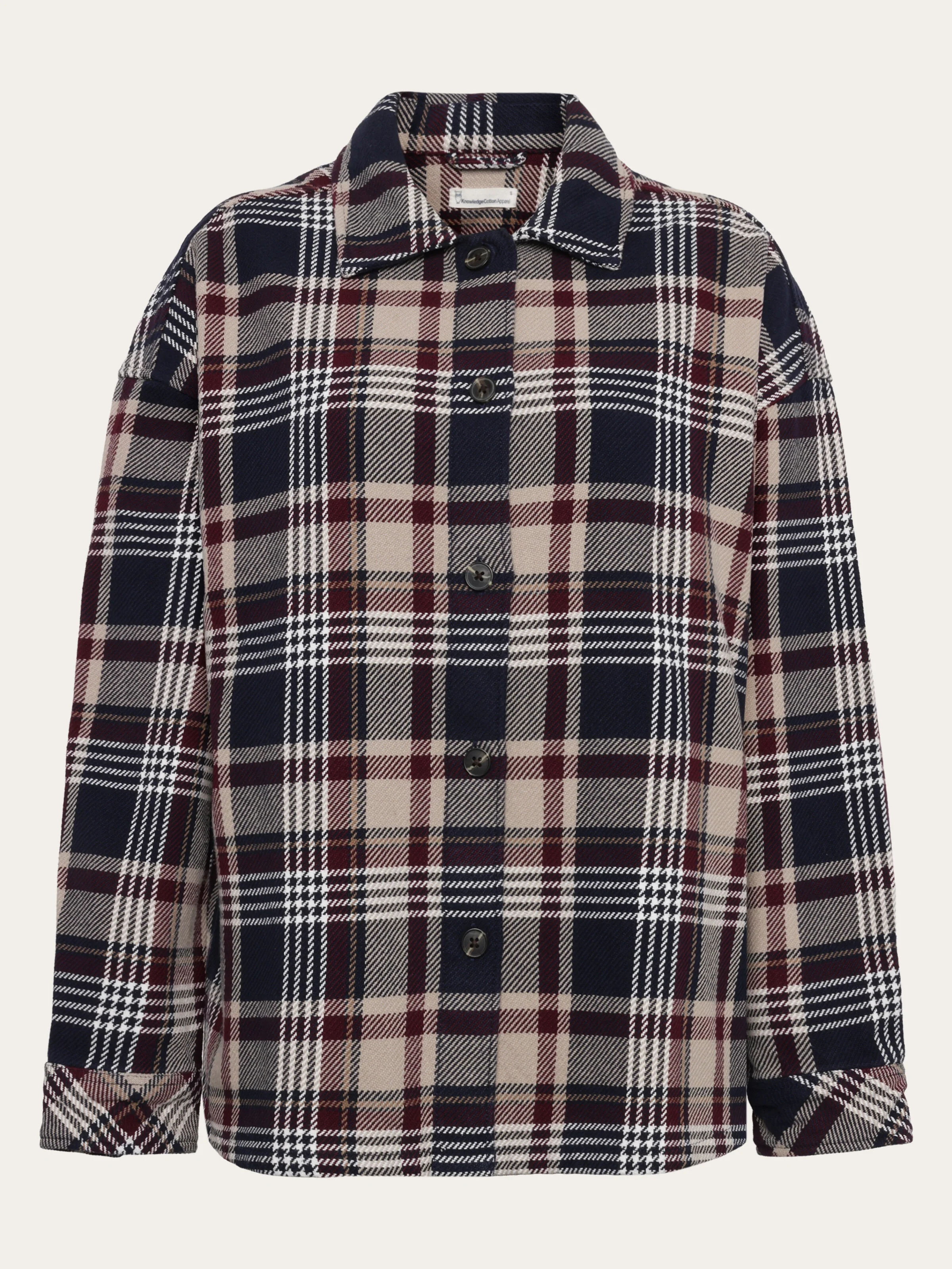 Organic Cotton Checked Flannel Overshirt GOTS - Beige check