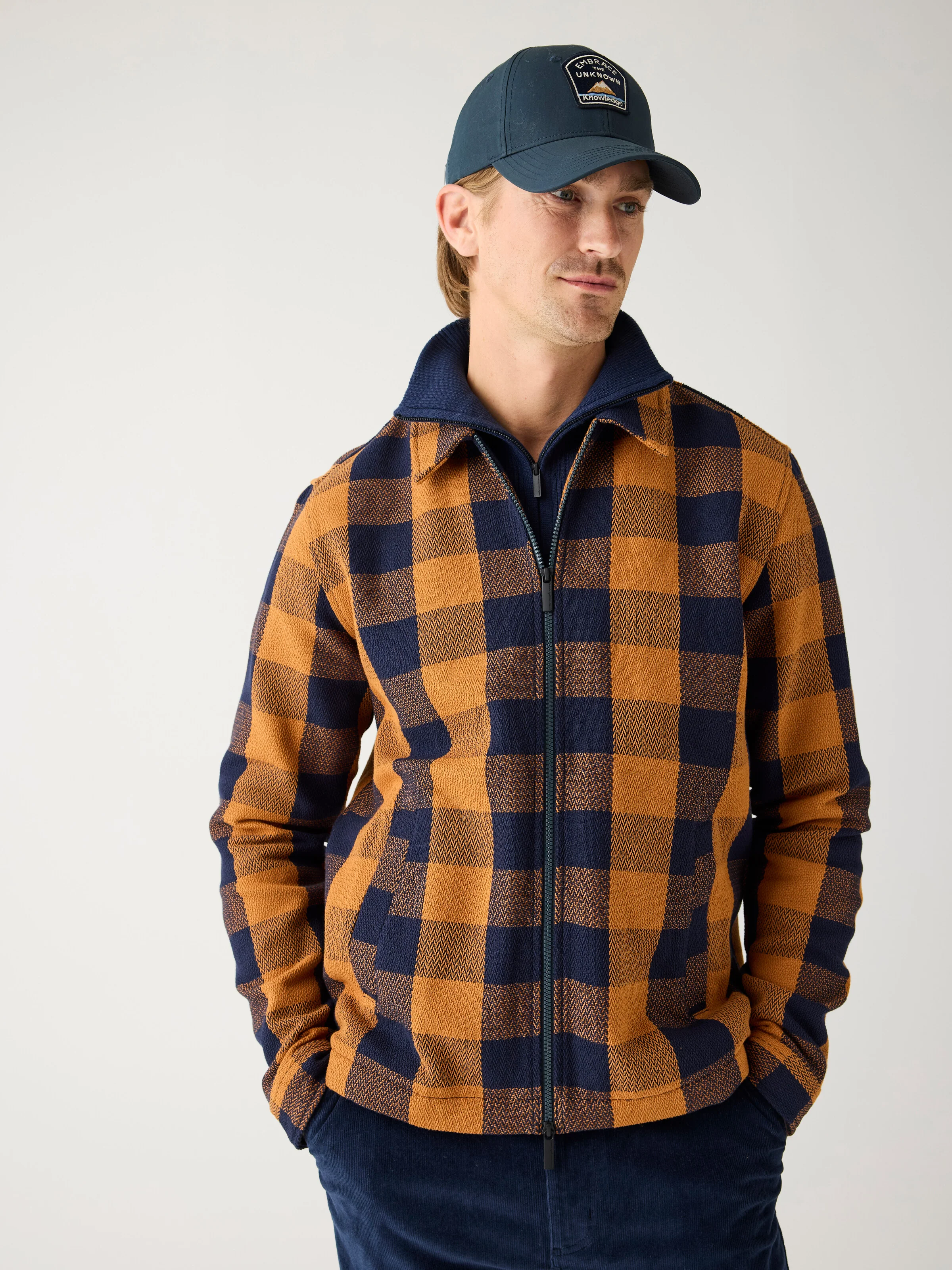 Organic Cotton Checked Flannel Overshirt GOTS - Navy check - Image 2