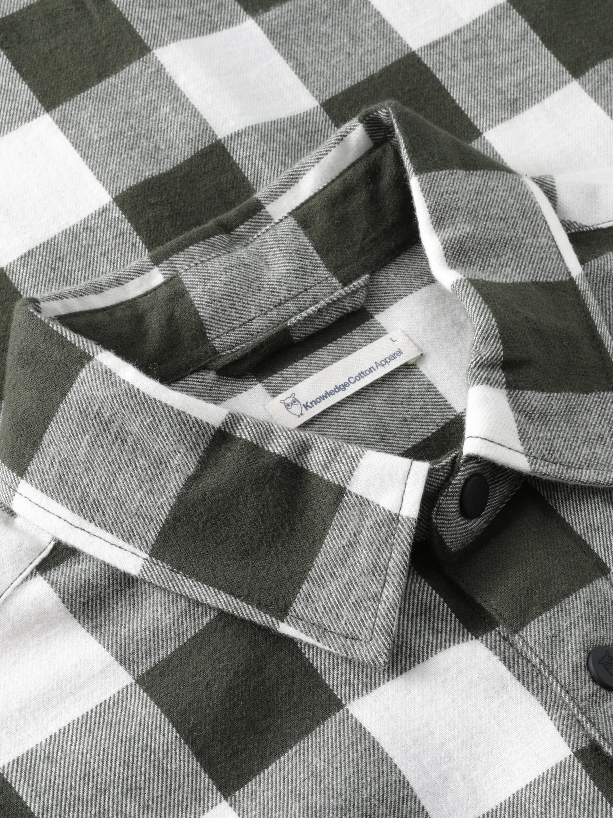 Organic Cotton Checked Flannel Shirt GOTS - Green check - Image 3