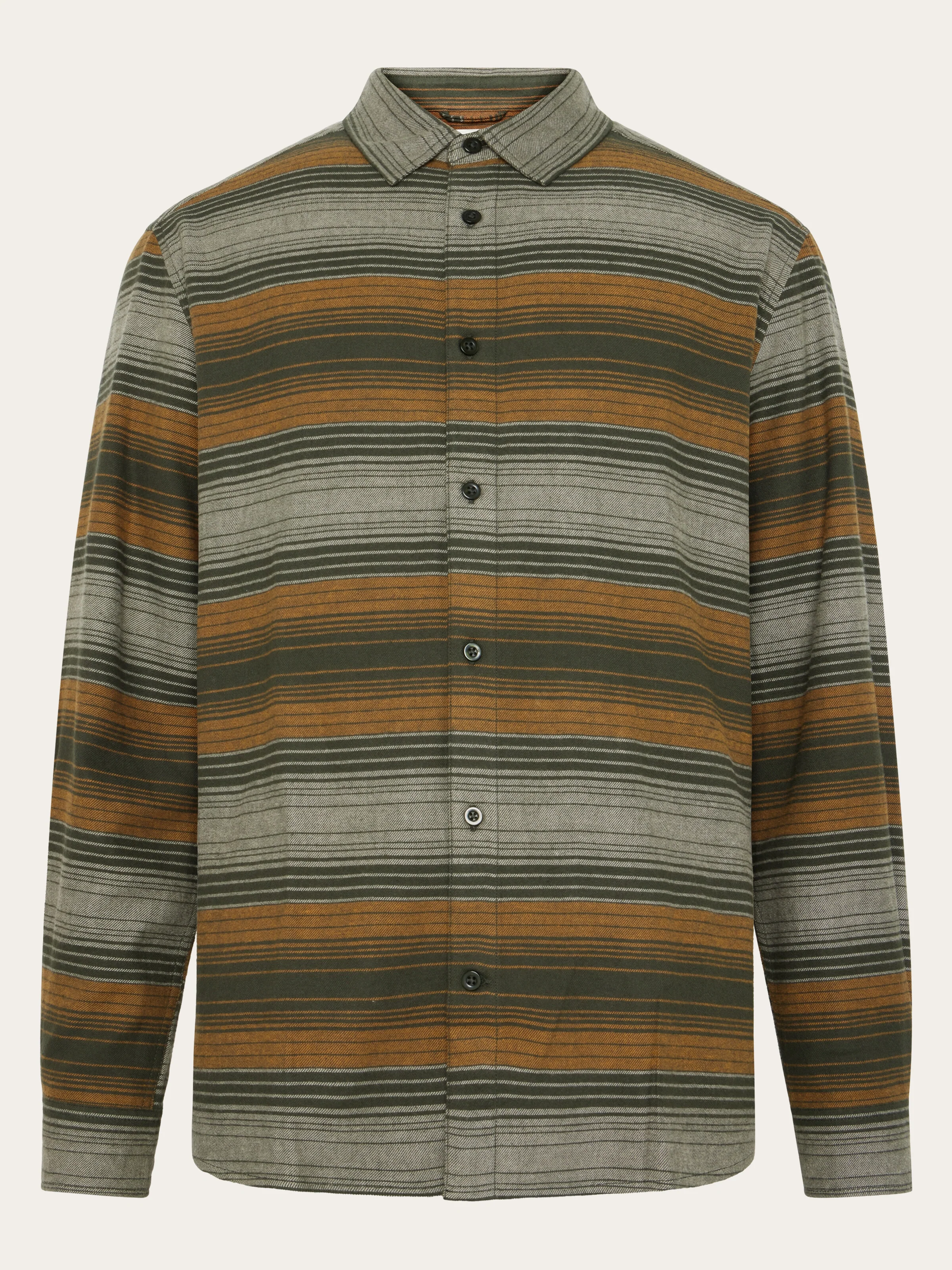 Organic Cotton Checked Flannel Shirt GOTS - Green stripe