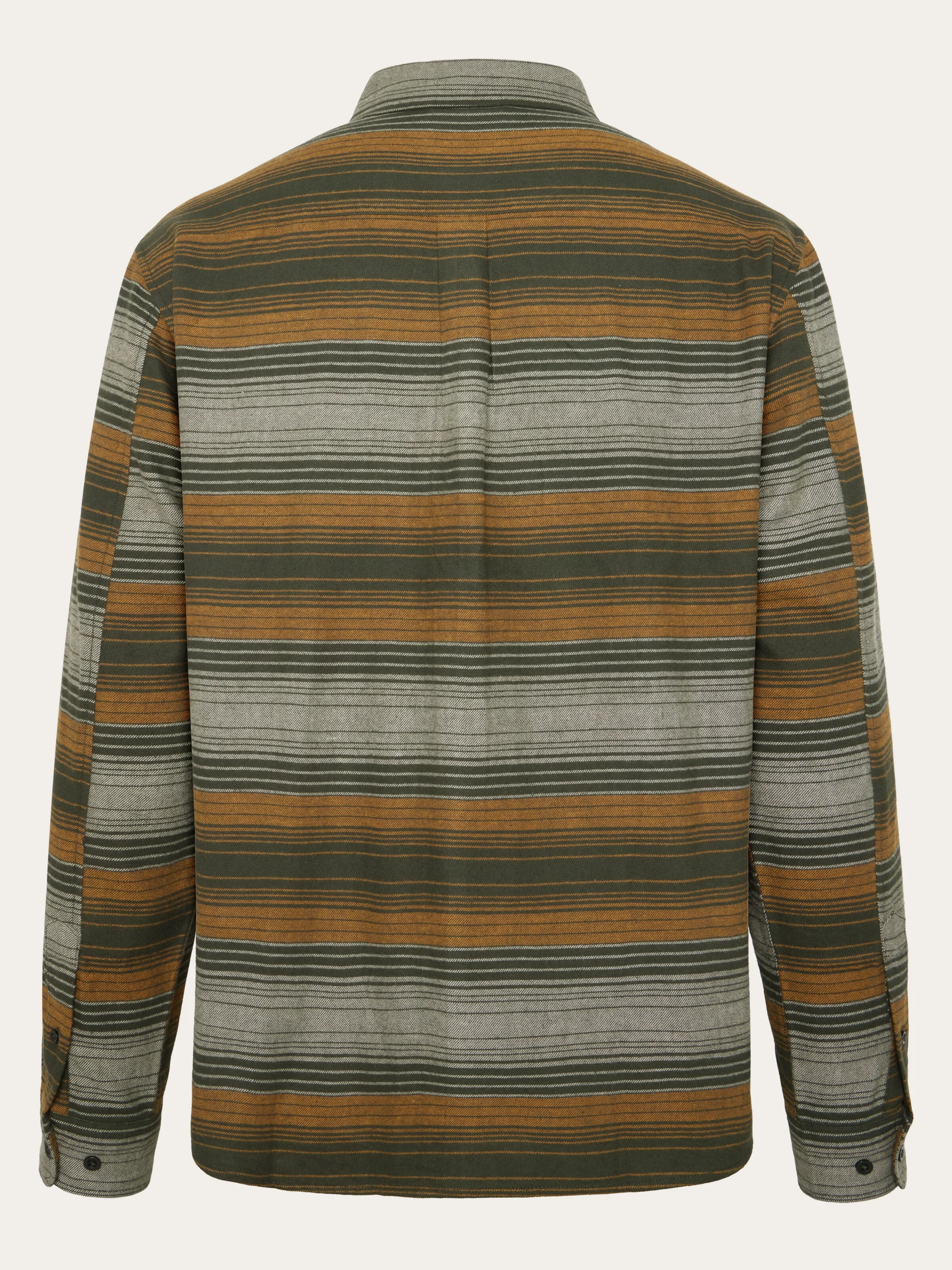 Organic Cotton Checked Flannel Shirt GOTS - Green stripe - Image 2