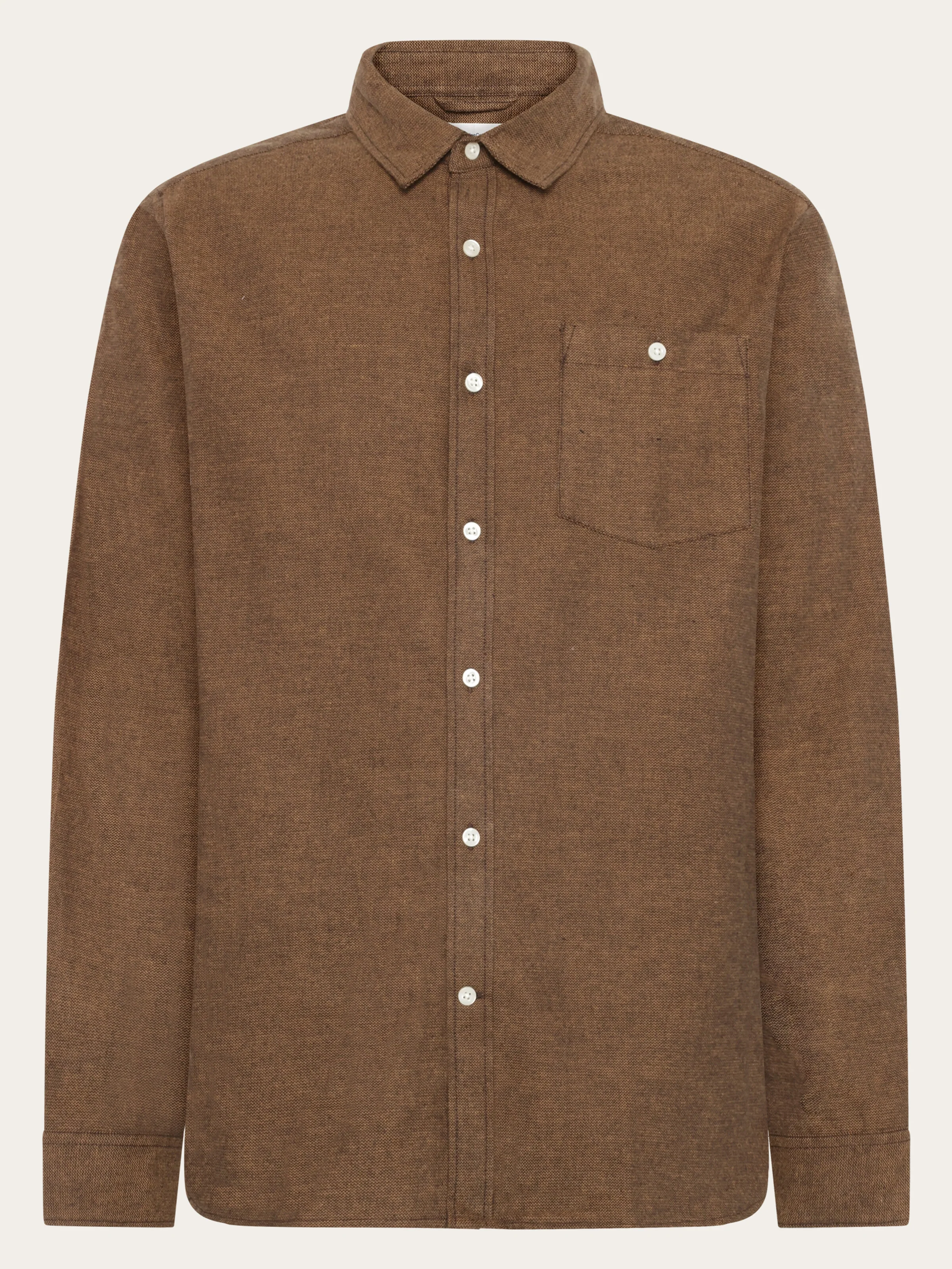 Organic Cotton Fishbone Flannel Shirt GOTS - Chocolate Torte