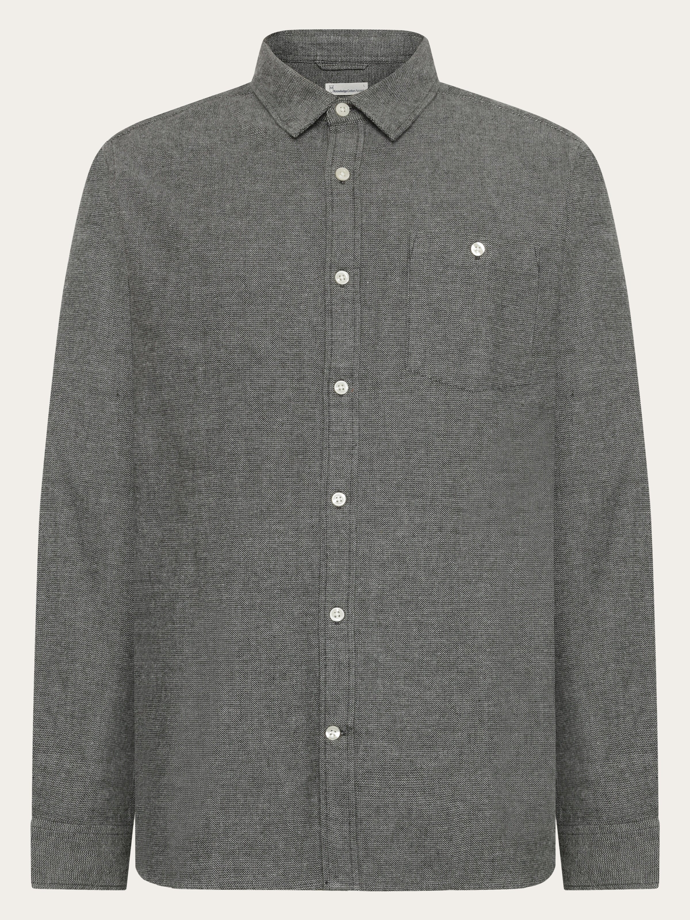 Organic Cotton Fishbone Flannel Shirt GOTS - Forest Night