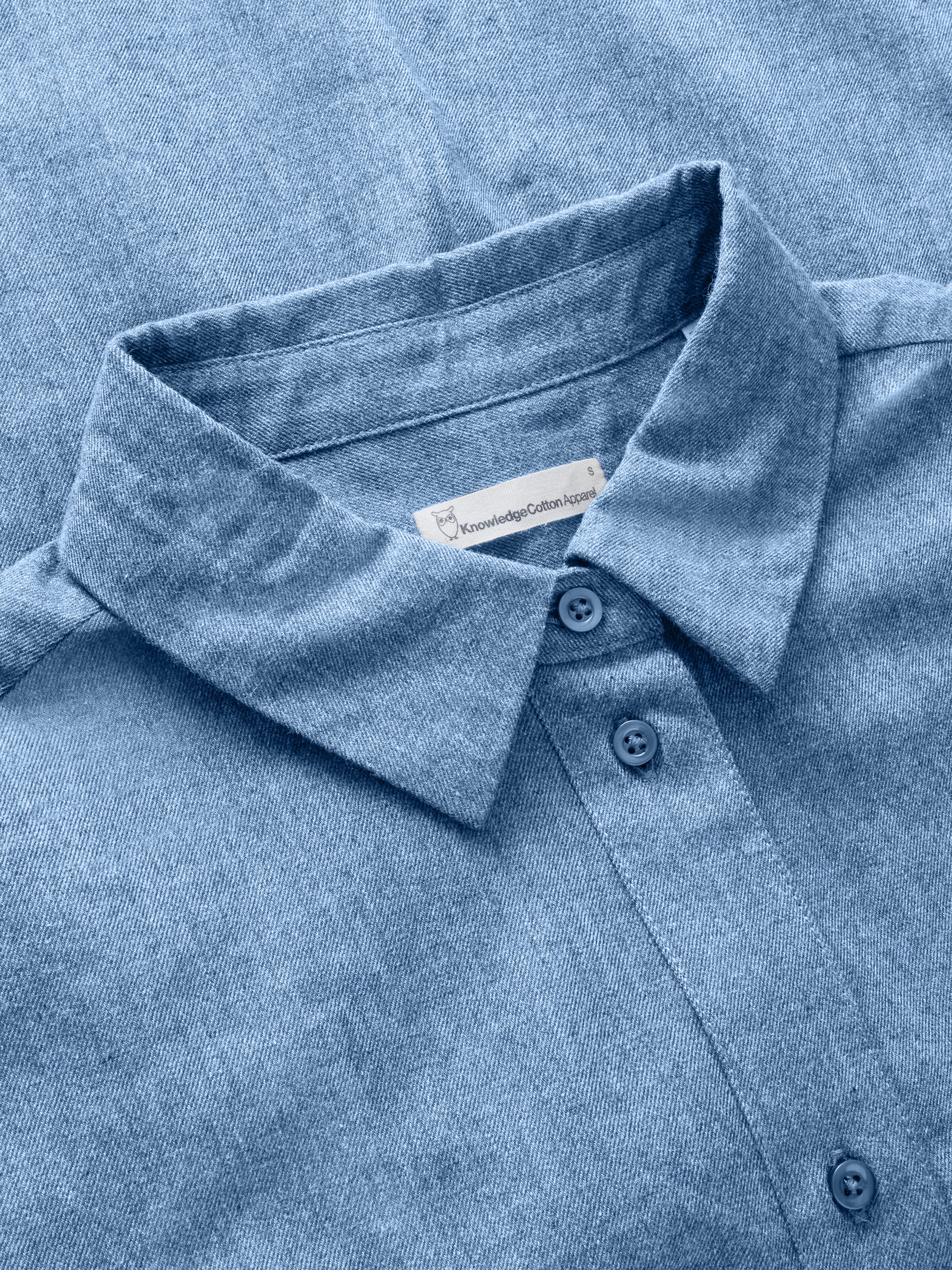 Organic Cotton Flannel Shirt GOTS - Dark Denim - Image 3