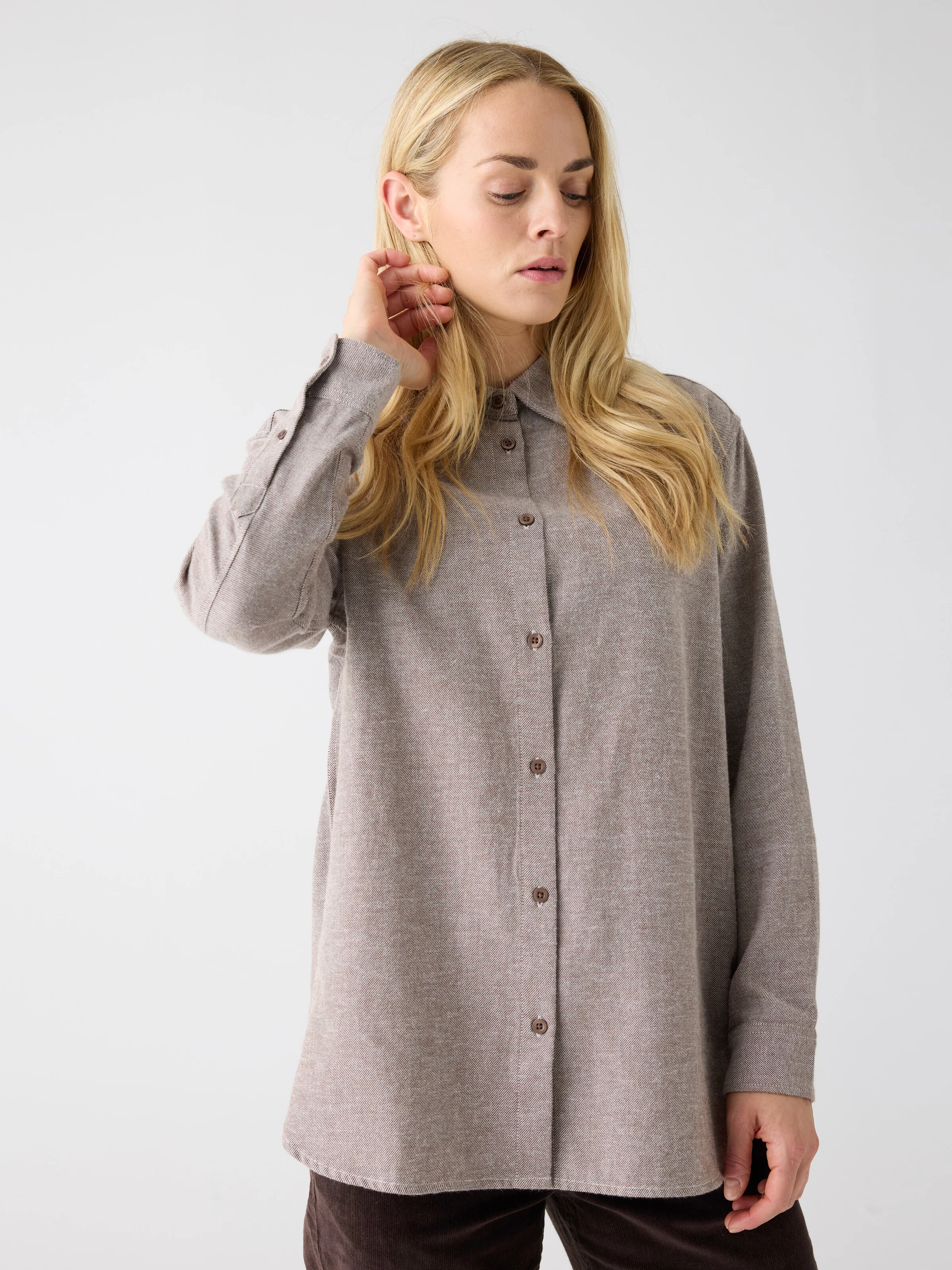 Organic Cotton Flannel Shirt GOTS - Demitasse (brown) - Image 2