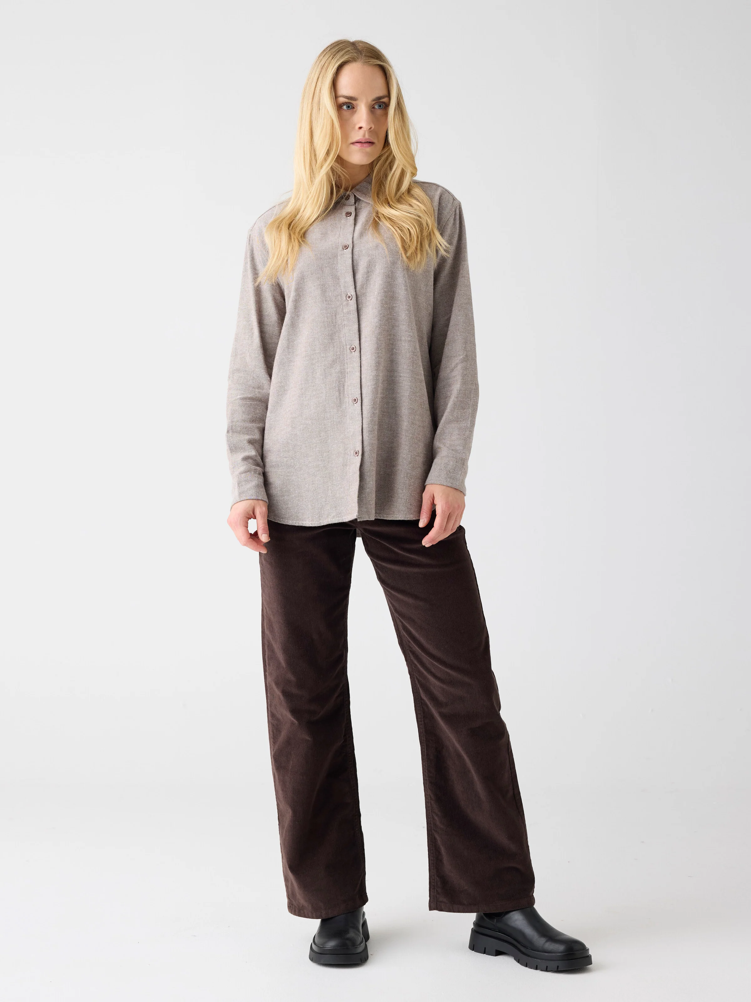 Organic Cotton Flannel Shirt GOTS - Demitasse (brown) - Image 3