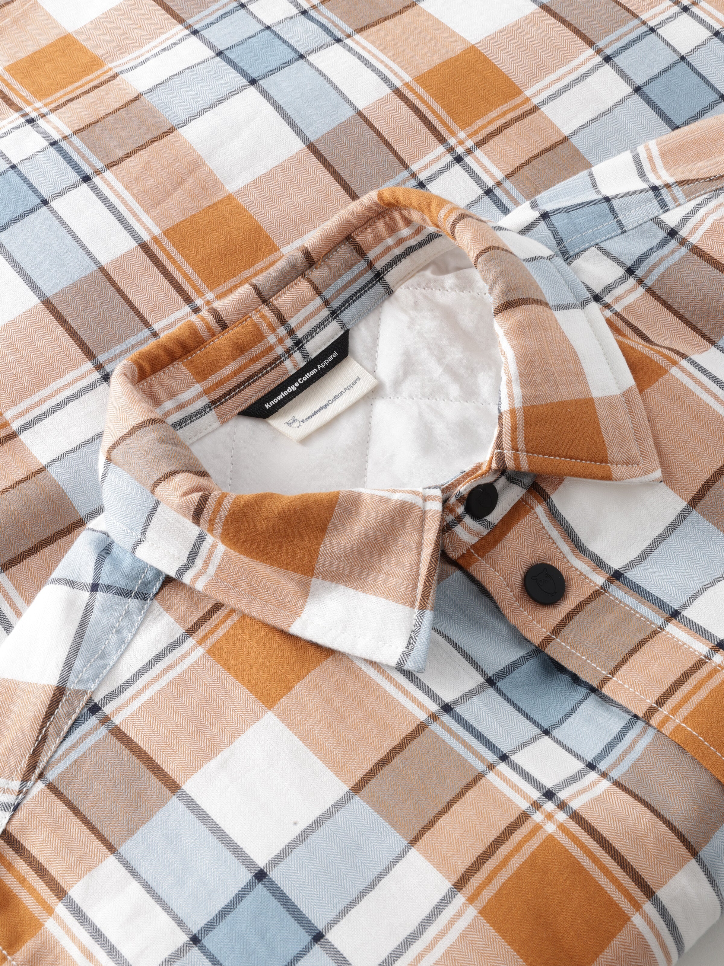 Organic Cotton Padded Overshirt OCS - Orange check - Image 4