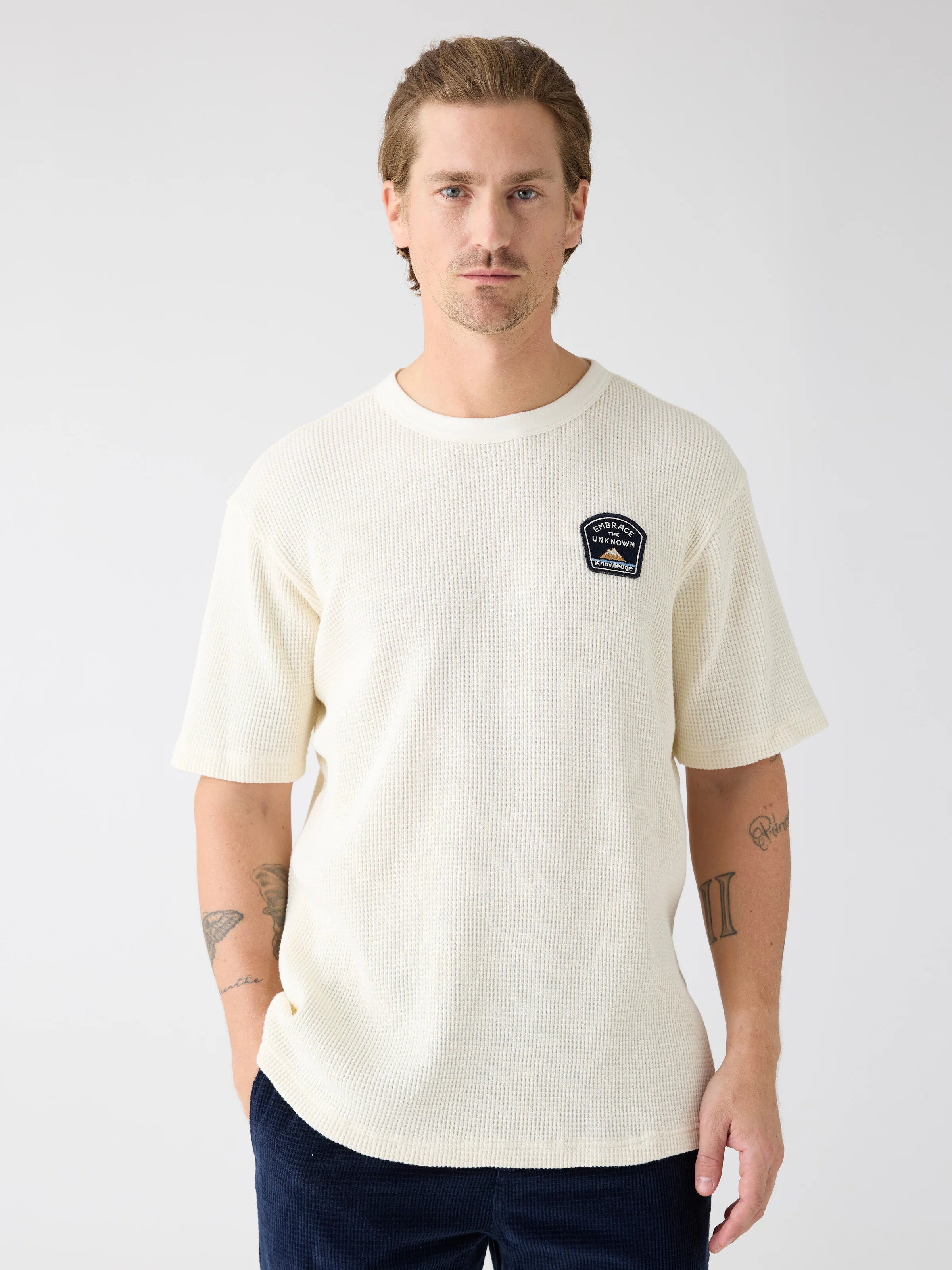 Organic Cotton Waffle T-shirt GOTS - Egret - Image 2