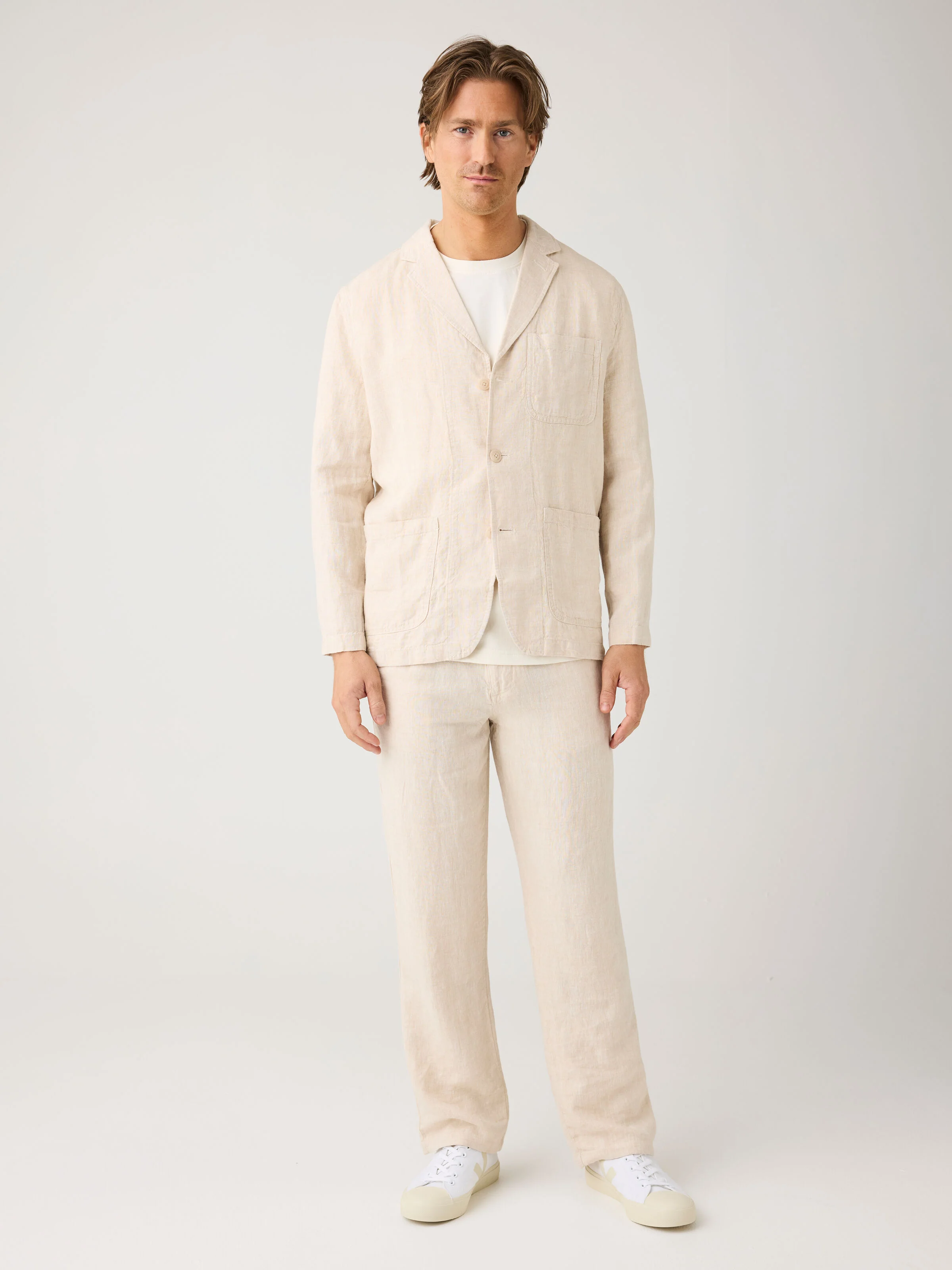 Linen blazer - Yarndyed Light feather gray - Image 3
