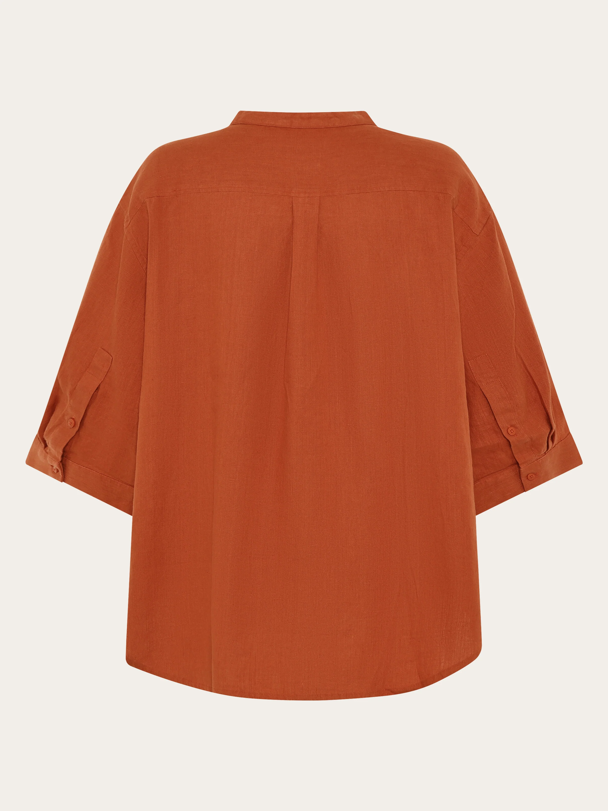 Organic Linen Shirt GOTS/Vegan - Burnt Brick - Image 6