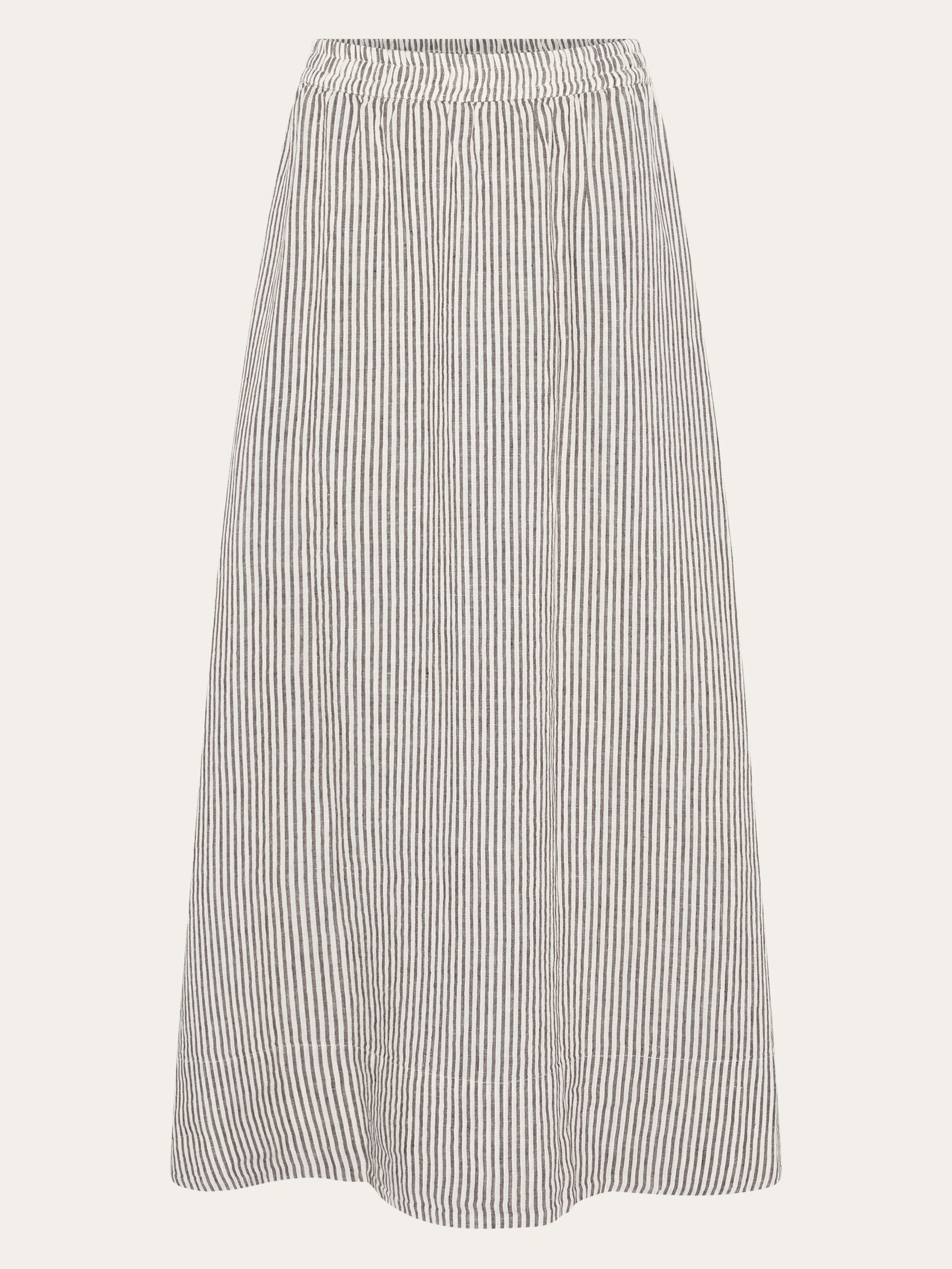 Organic Linen Stripe Skirt GOTS/Vegan - Dark Brown Stripe