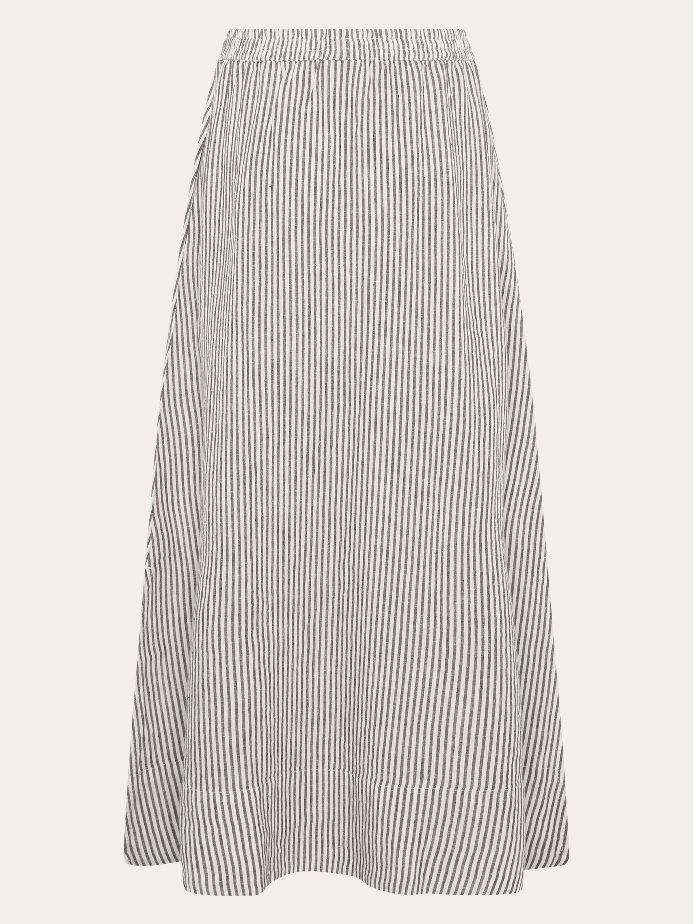 Organic Linen Stripe Skirt GOTS/Vegan - Dark Brown Stripe - Image 4
