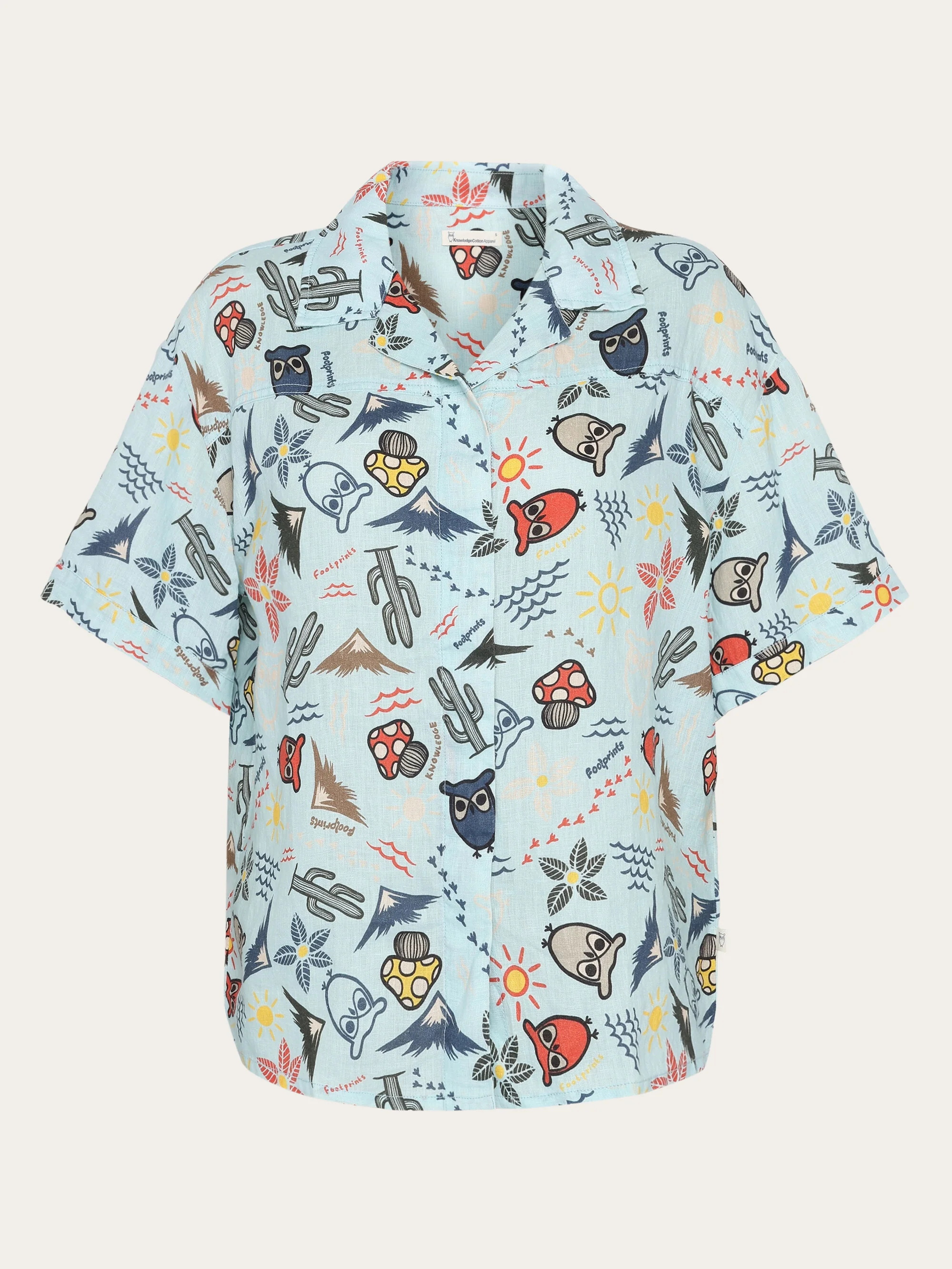 Owl cactus AOP short sleeved shirt - GOTS/Vegam - Aqua Esque
