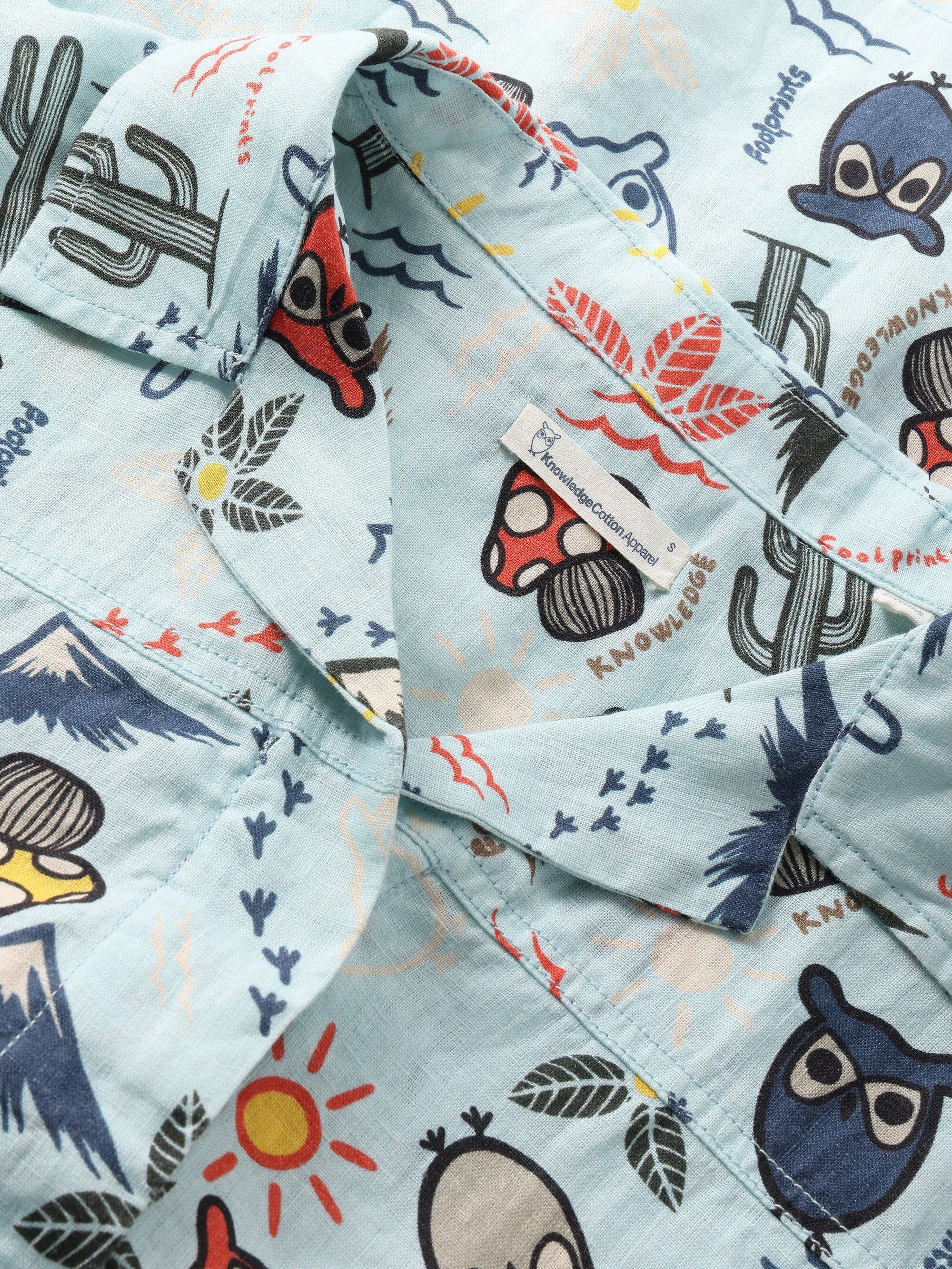 Owl cactus AOP short sleeved shirt - GOTS/Vegam - Aqua Esque - Image 2