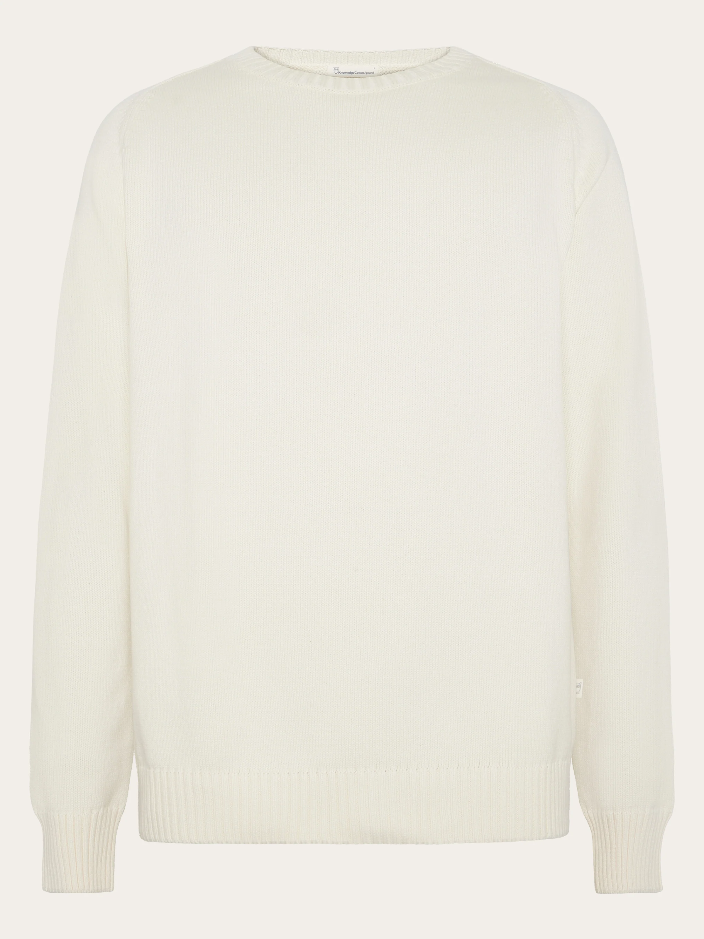 Plain knitted crew neck - Egret