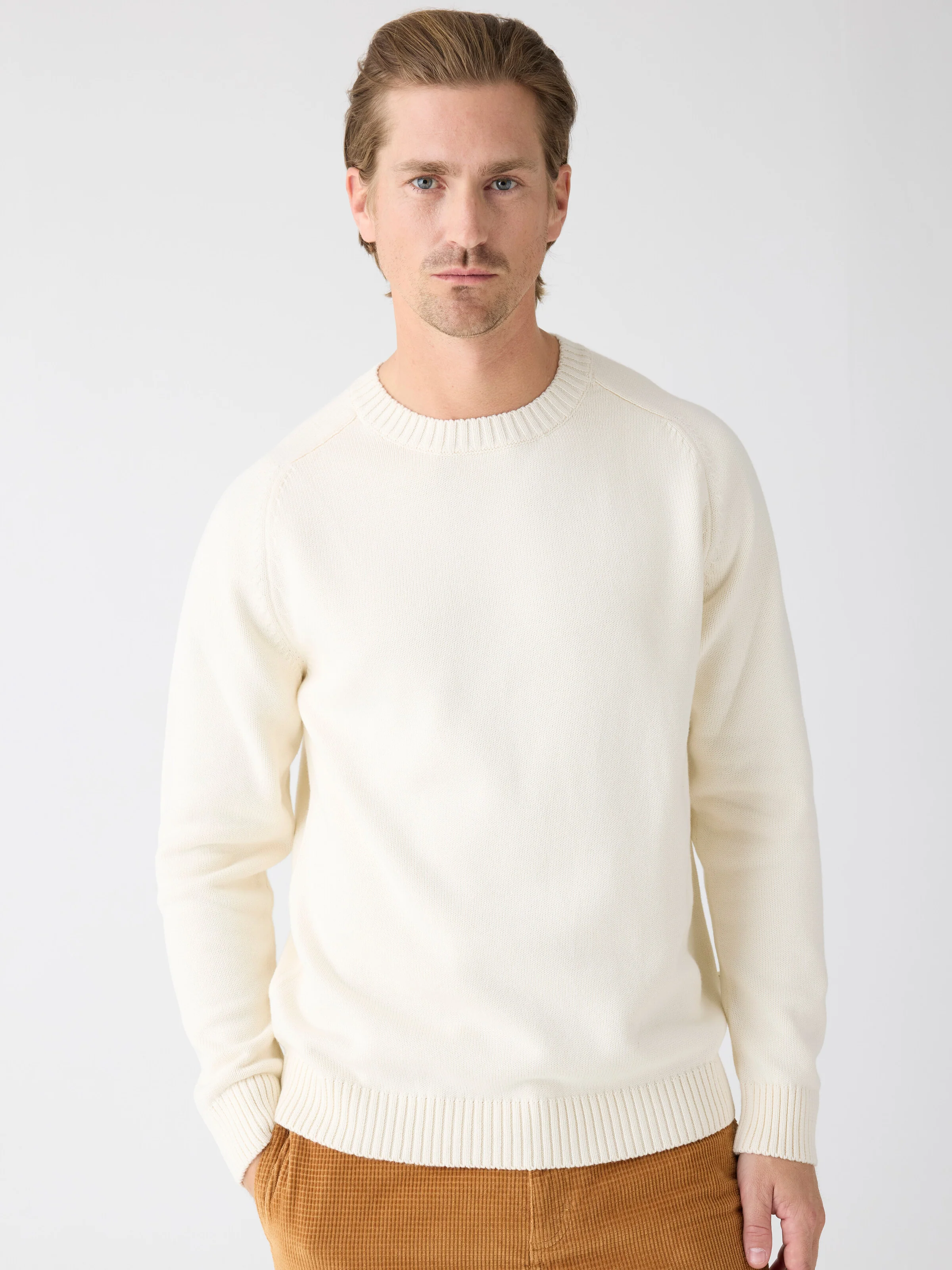 Plain knitted crew neck - Egret - Image 2