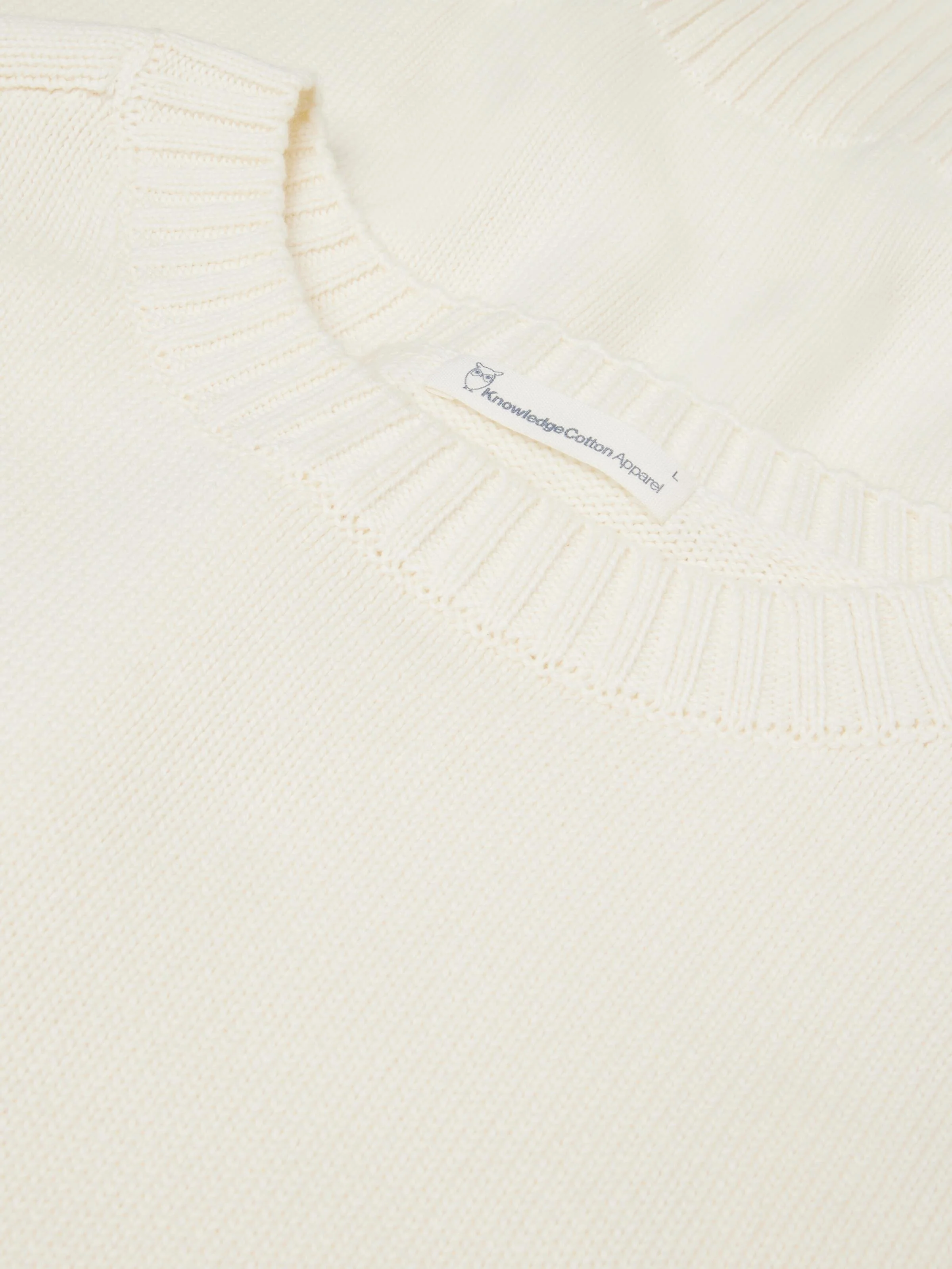 Plain knitted crew neck - Egret - Image 4