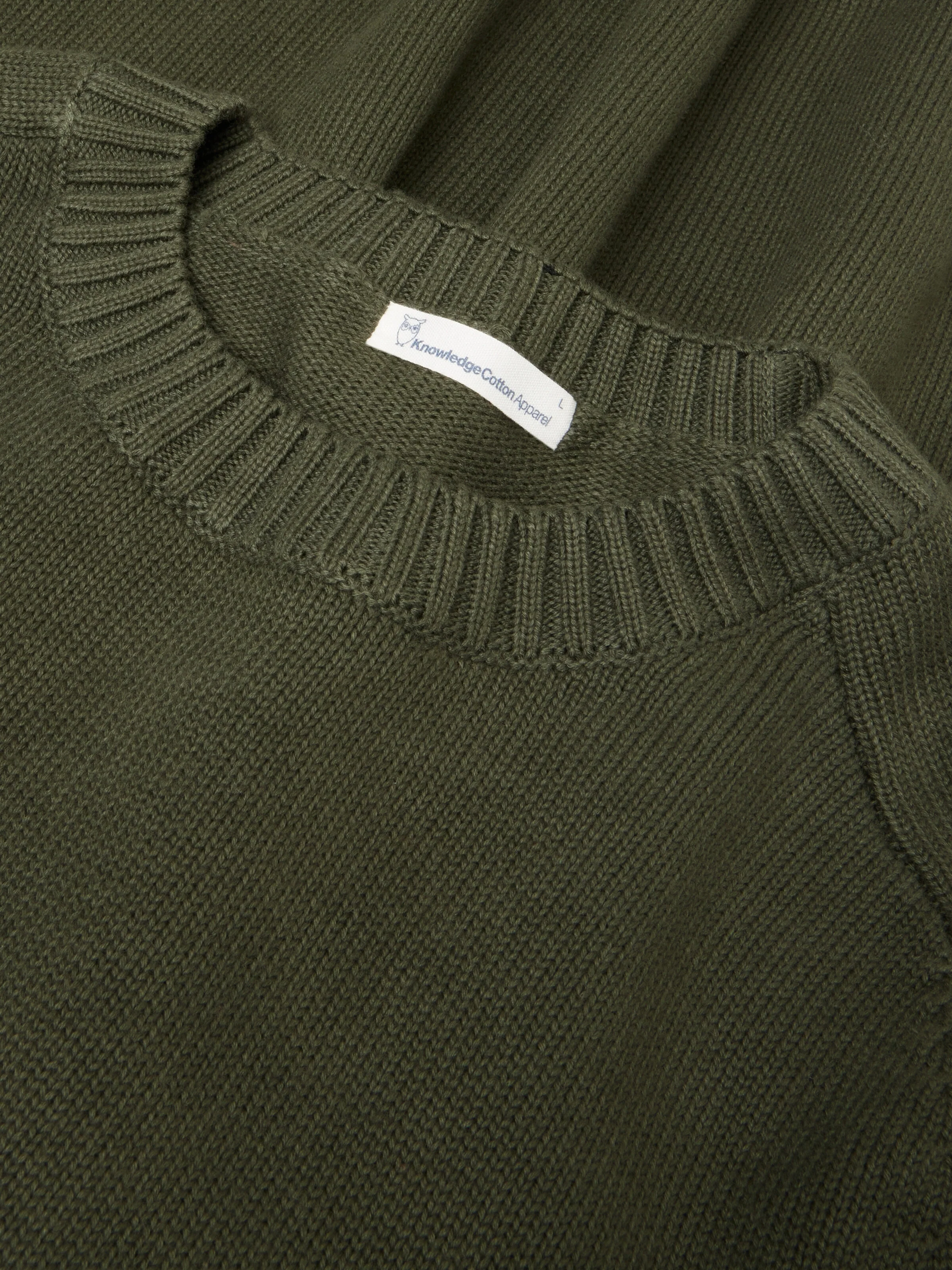 Plain knitted crew neck - Forest Night - Image 3