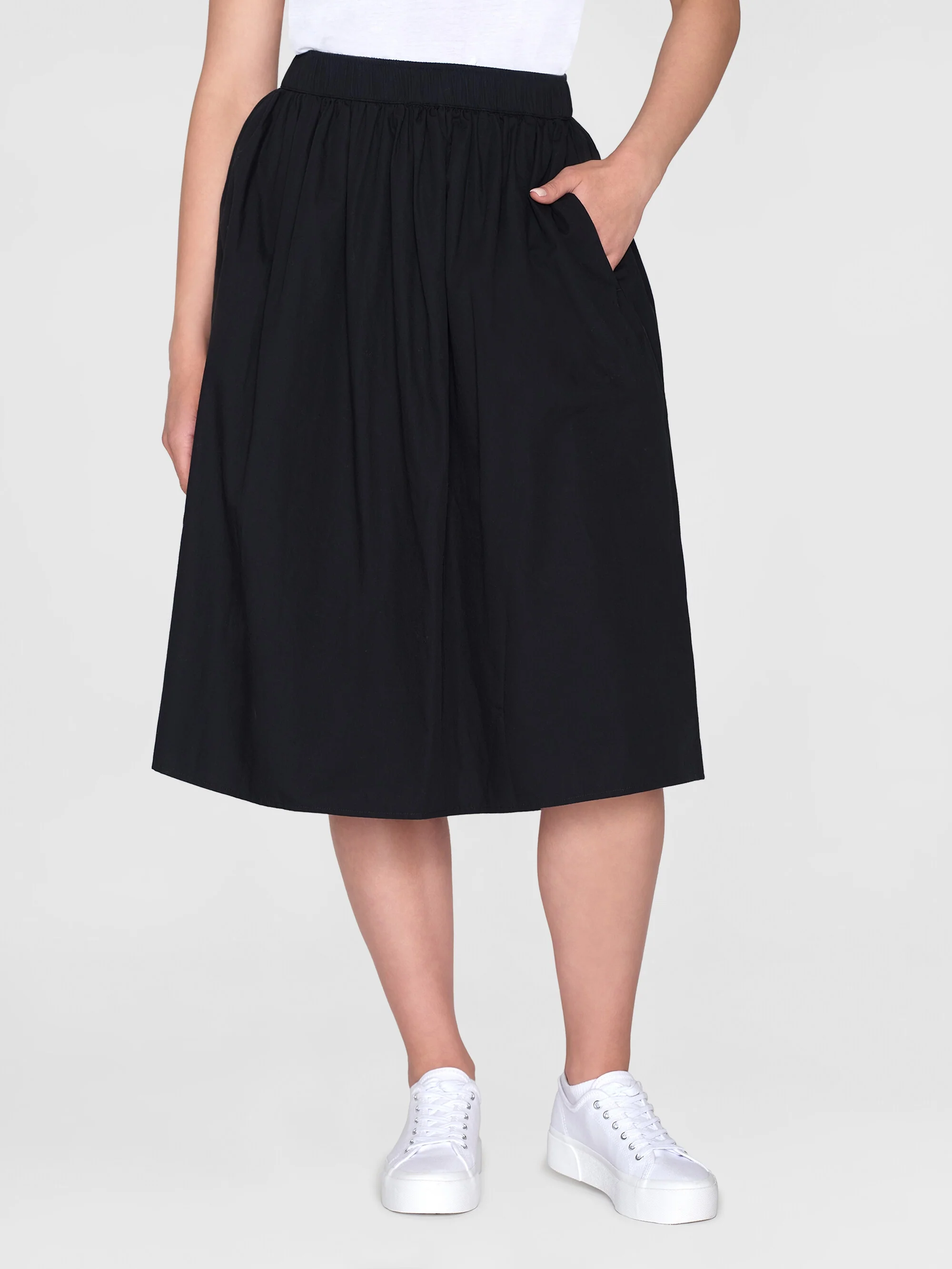 Poplin elastic waist skirt - Black Jet - Image 2