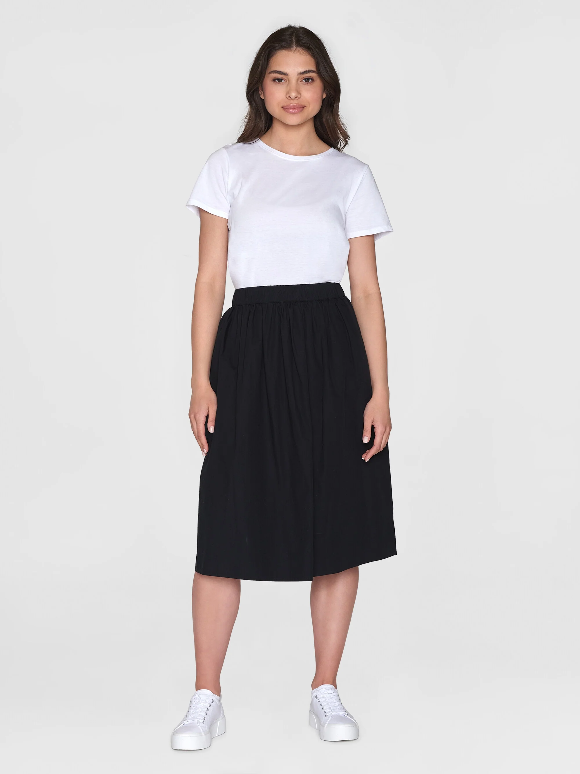 Poplin elastic waist skirt - Black Jet - Image 4