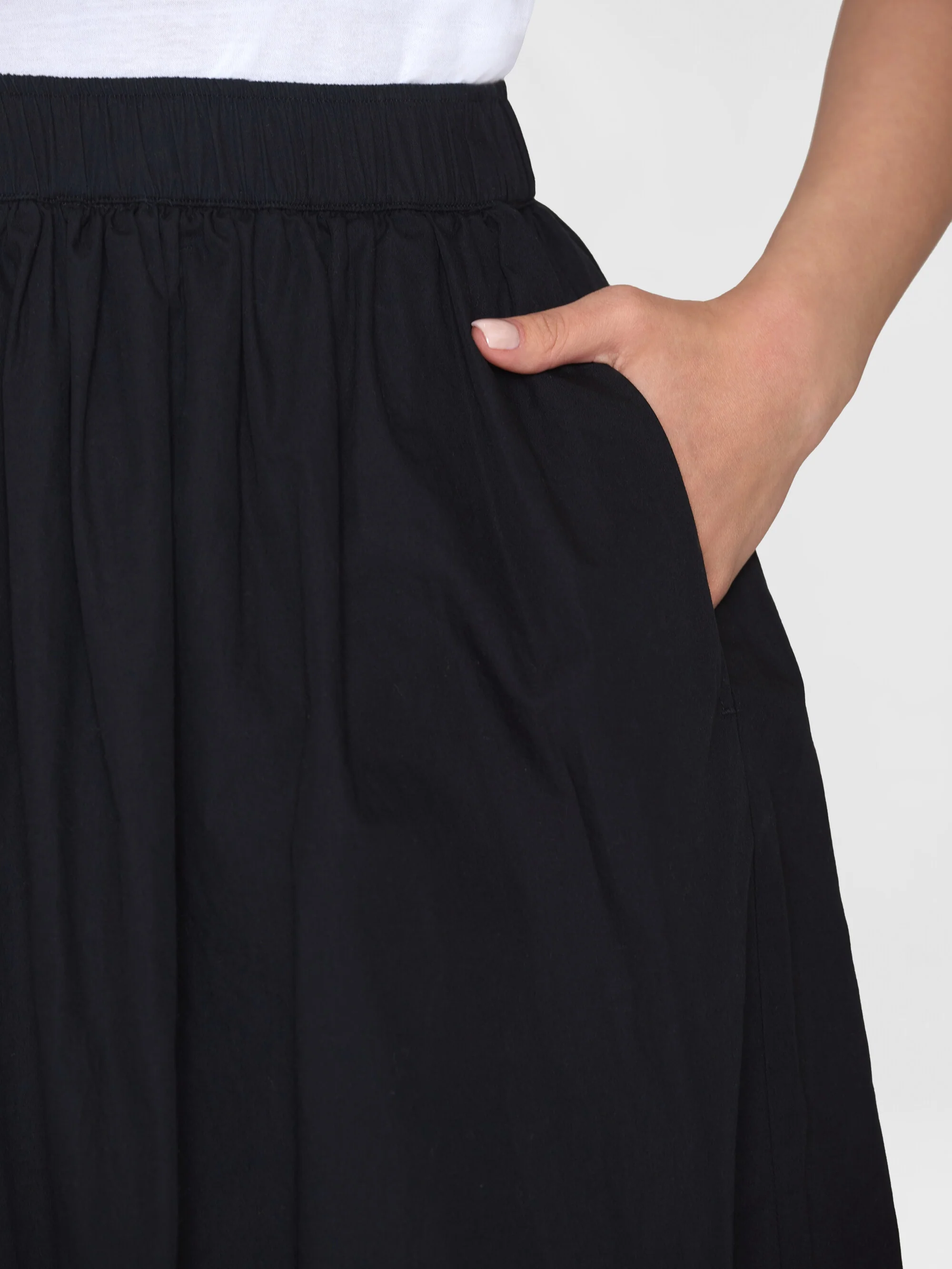Poplin elastic waist skirt - Black Jet - Image 5