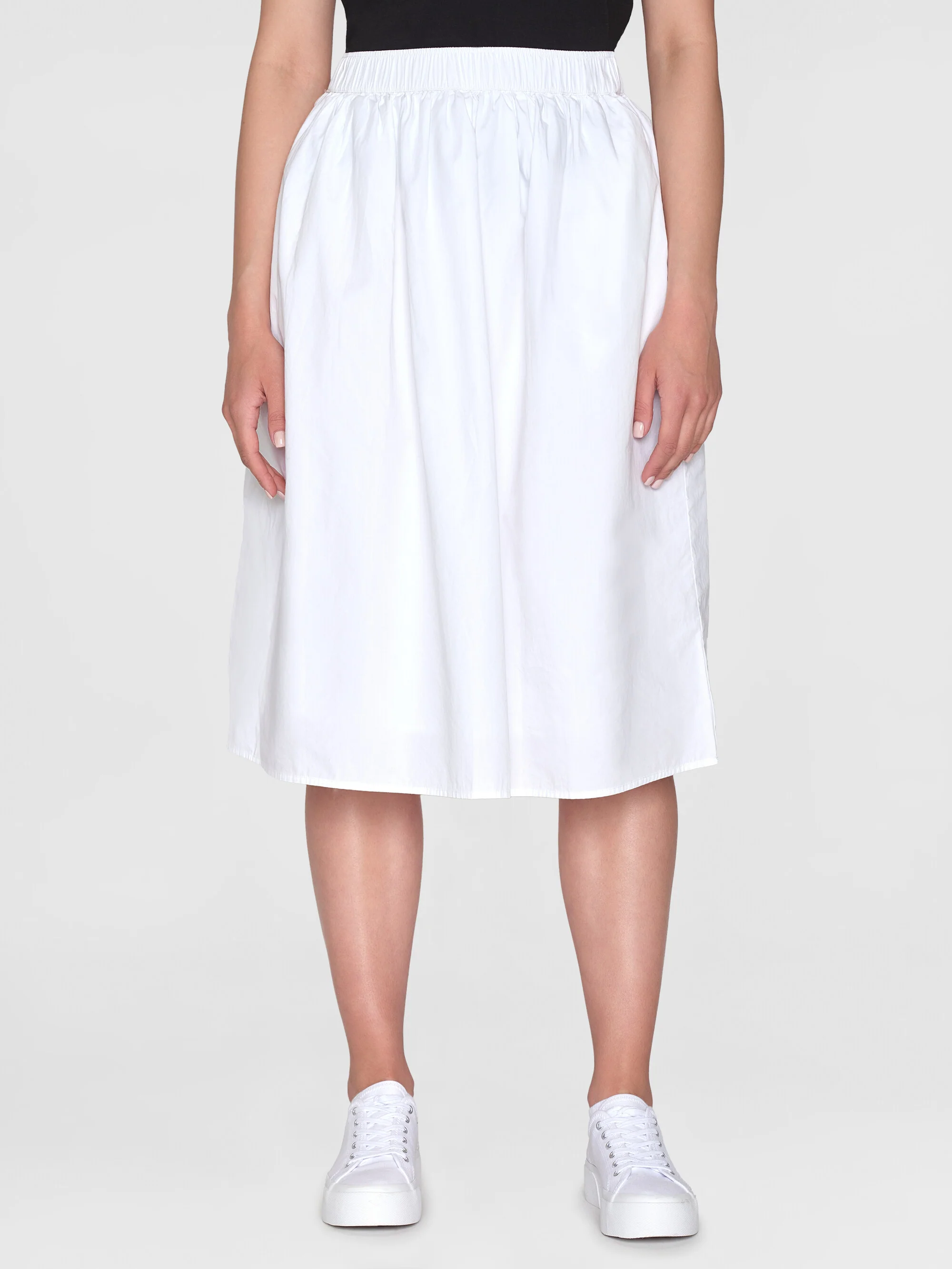 Poplin elastic waist skirt - Bright White - Image 2