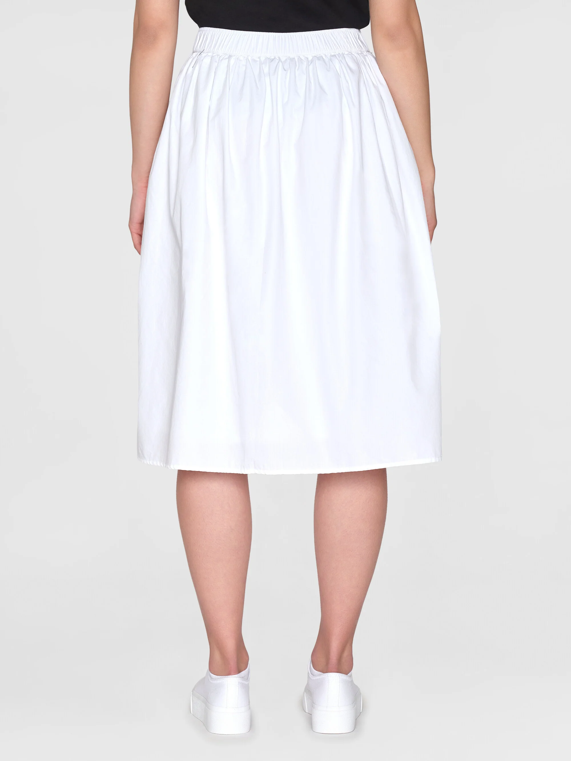 Poplin elastic waist skirt - Bright White - Image 3