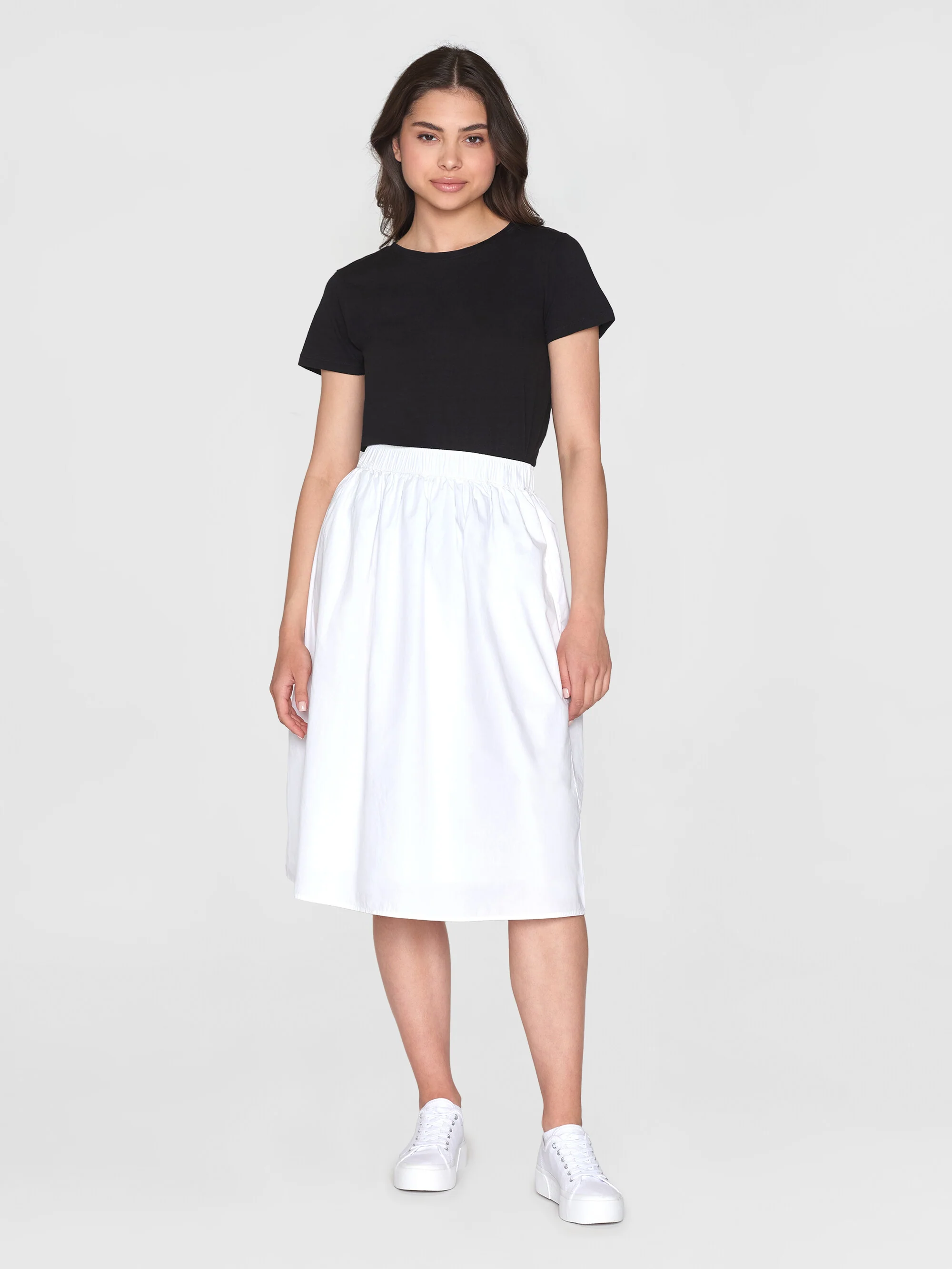 Poplin elastic waist skirt - Bright White - Image 4